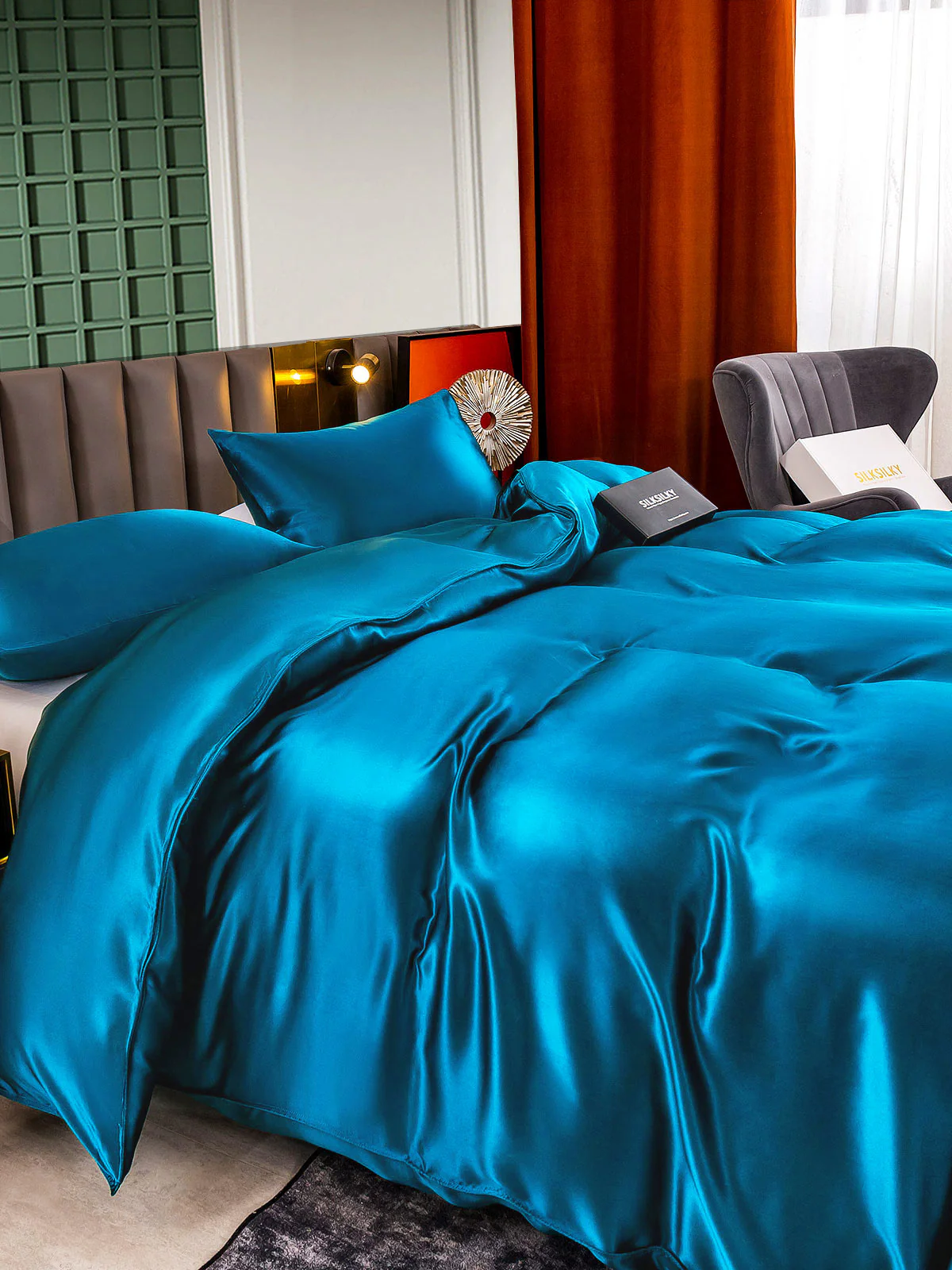 25MM Soie Parure De Lit 3 Pièces 1x Housse de Couette et 2x Taies d‘Oreiller - Image 39