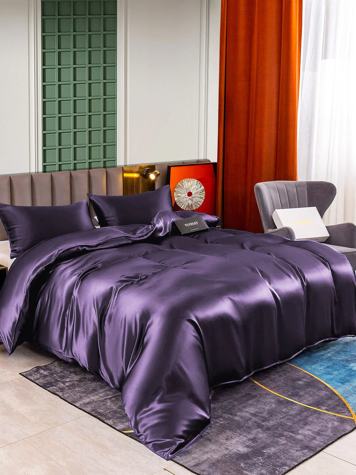 25MM Soie Parure De Lit 3 Pièces 1x Housse de Couette et 2x Taies d‘Oreiller - Image 40