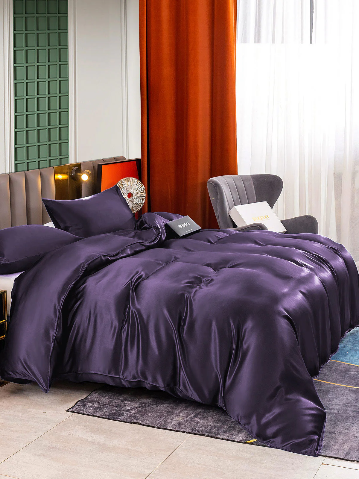 25MM Soie Parure De Lit 3 Pièces 1x Housse de Couette et 2x Taies d‘Oreiller - Image 42