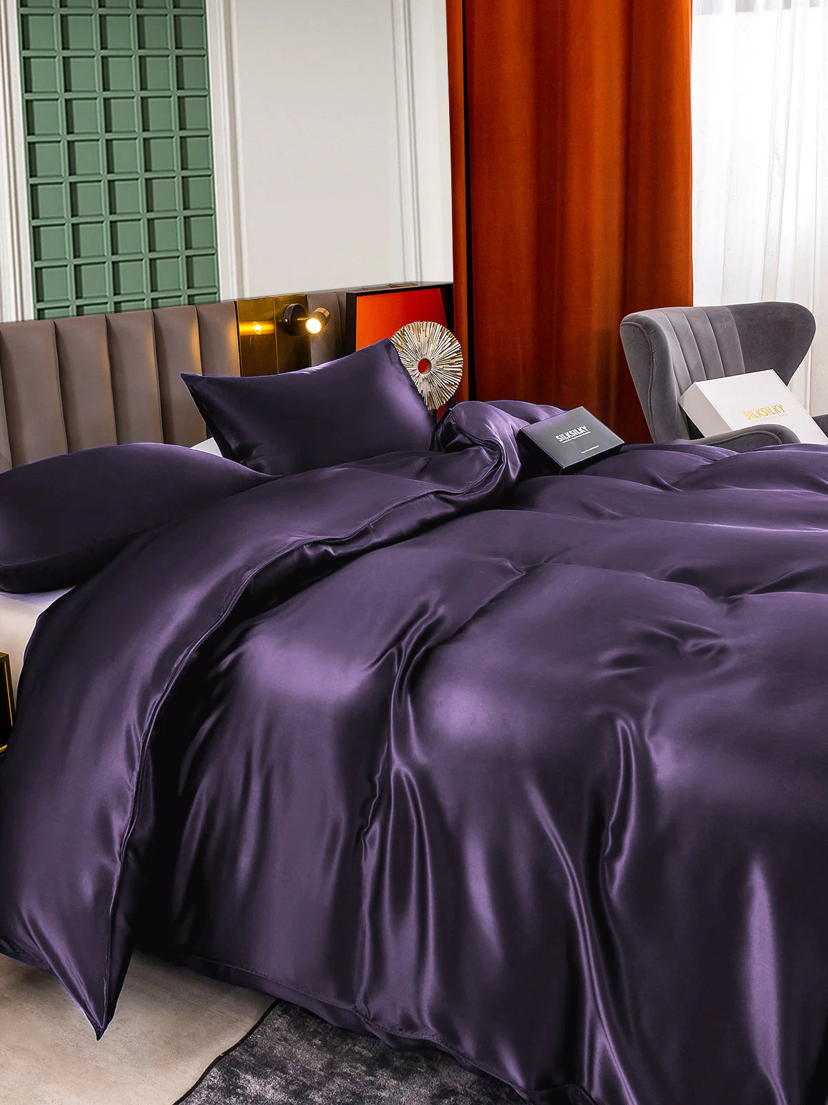 25MM Soie Parure De Lit 3 Pièces 1x Housse de Couette et 2x Taies d‘Oreiller - Image 44