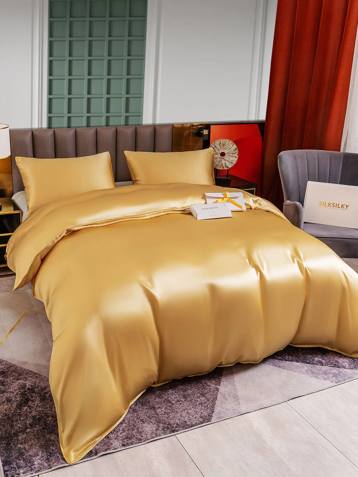 25MM Soie Parure De Lit 3 Pièces 1x Housse de Couette et 2x Taies d‘Oreiller - Image 45
