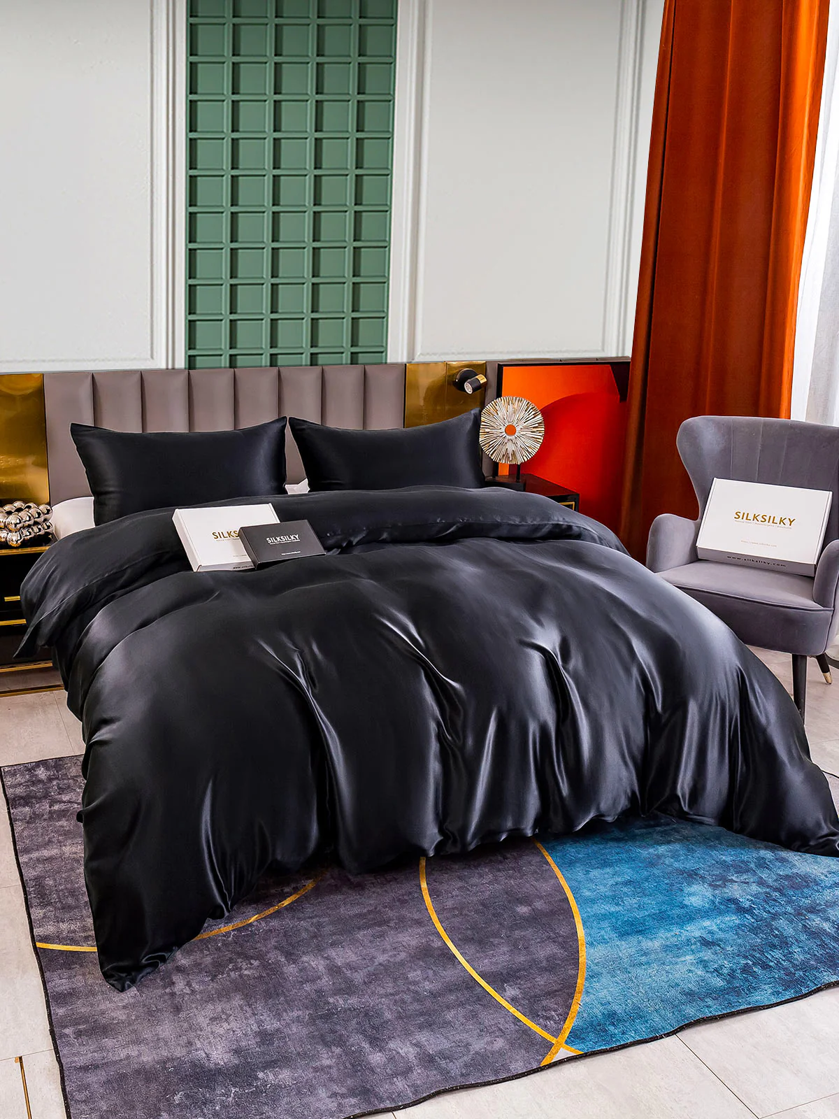 25MM Soie Parure De Lit 3 Pièces 1x Housse de Couette et 2x Taies d‘Oreiller - Image 5