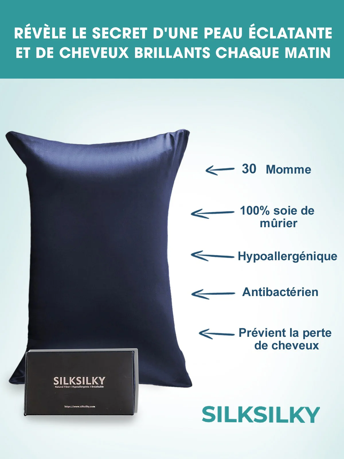 2x Taie d’Oreiller Simple Enveloppée En Soie Luxueuse 30Momme - Image 25