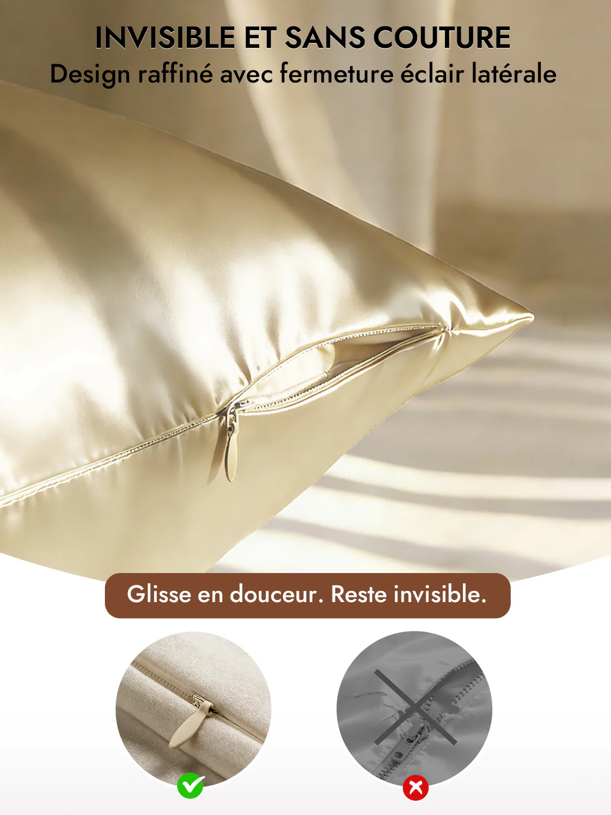 2Pcs 30Momme Luxueuse Soie Taie d‘oreiller - Fermeture à glissière cachée - Image 17