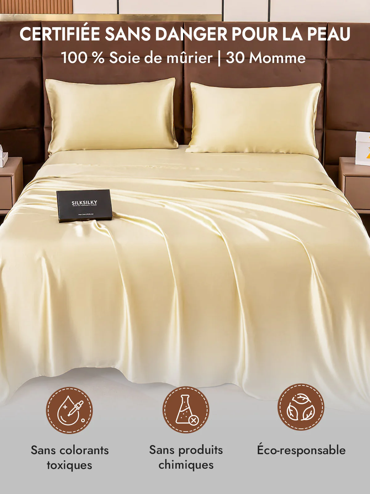 2Pcs 30Momme Luxueuse Soie Taie d‘oreiller - Fermeture à glissière cachée - Image 18