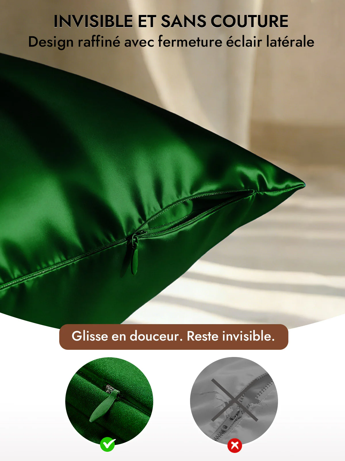 2Pcs 30Momme Luxueuse Soie Taie d‘oreiller - Fermeture à glissière cachée - Image 23