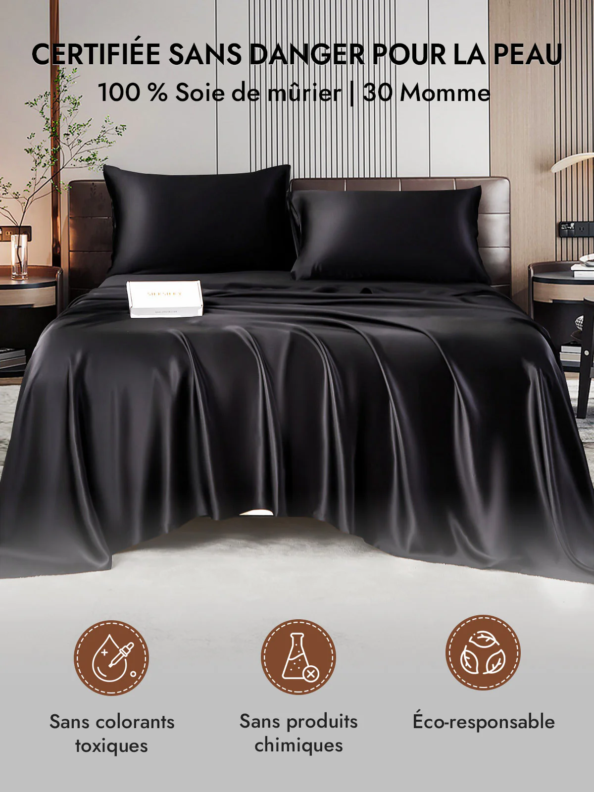 2Pcs 30Momme Luxueuse Soie Taie d‘oreiller - Fermeture à glissière cachée - Image 30