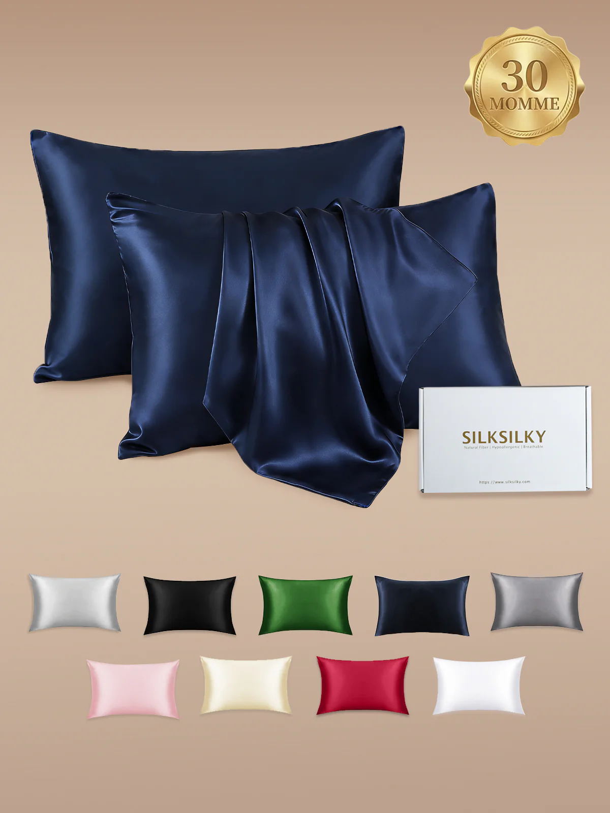 2Pcs 30Momme Luxueuse Soie Taie d‘oreiller - Fermeture à glissière cachée - Image 31