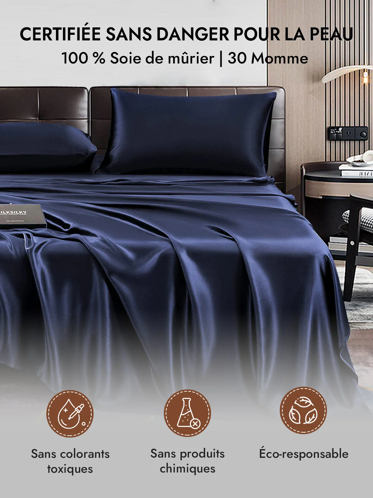2Pcs 30Momme Luxueuse Soie Taie d‘oreiller - Fermeture à glissière cachée - Image 36