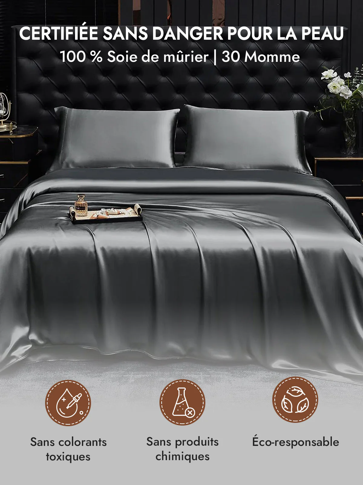 2Pcs 30Momme Luxueuse Soie Taie d‘oreiller - Fermeture à glissière cachée - Image 42