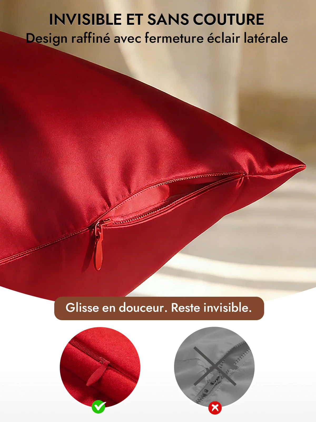 2Pcs 30Momme Luxueuse Soie Taie d‘oreiller - Fermeture à glissière cachée - Image 48