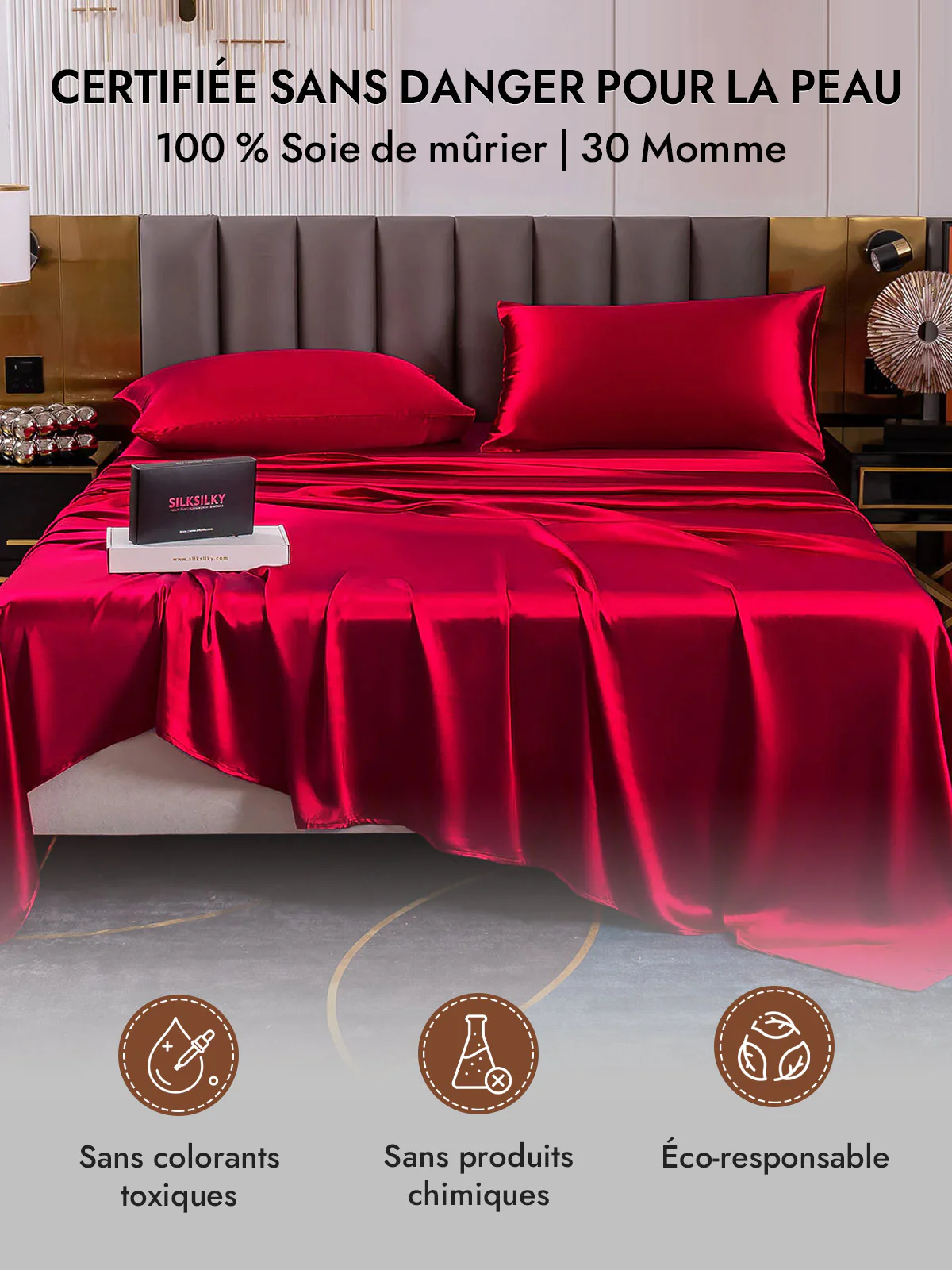 2Pcs 30Momme Luxueuse Soie Taie d‘oreiller - Fermeture à glissière cachée - Image 49