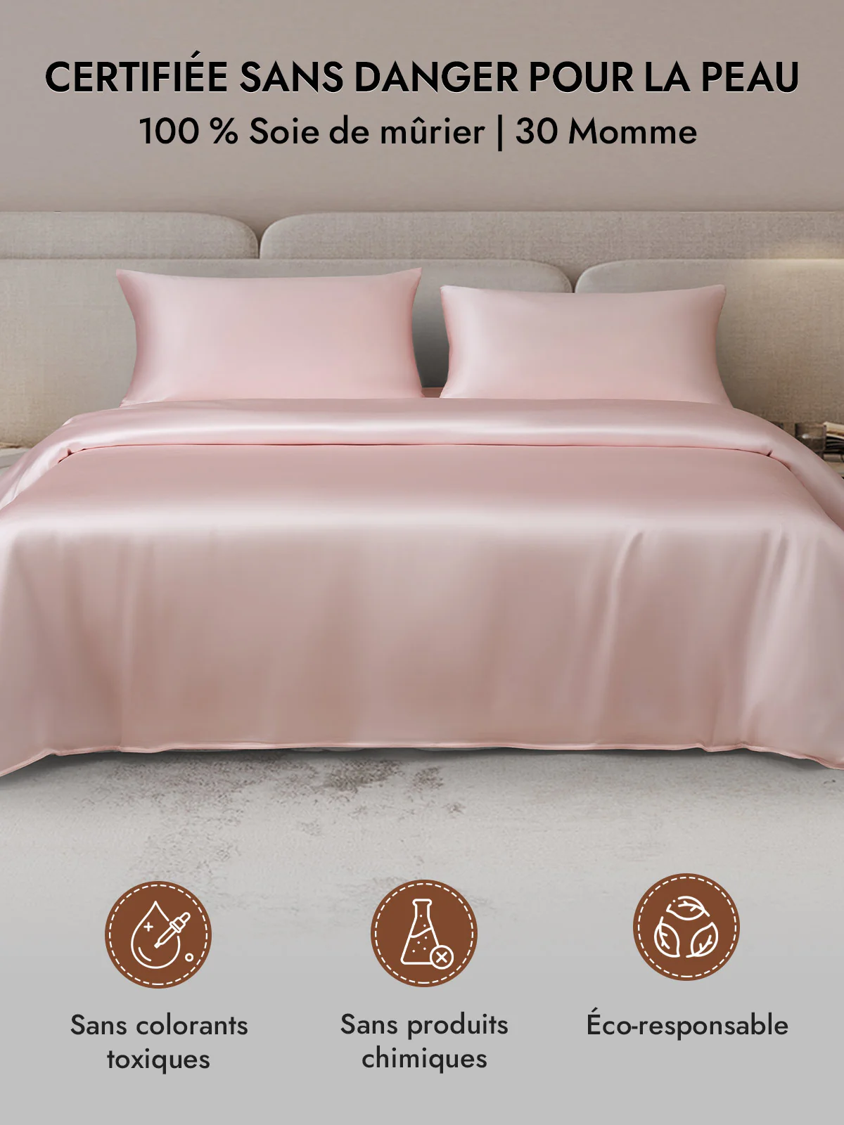 2Pcs 30Momme Luxueuse Soie Taie d‘oreiller - Fermeture à glissière cachée - Image 56
