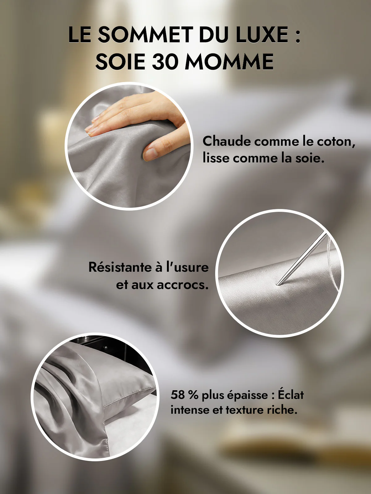 2Pcs 30Momme Luxueuse Soie Taie d‘oreiller - Fermeture à glissière cachée - Image 8