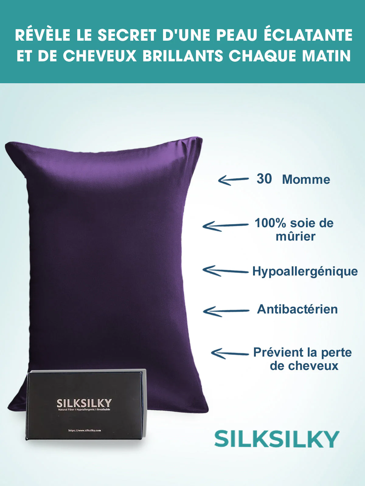 30Momme Luxueuse Taie d’Oreiller en Soie Simple Enveloppée - Image 54