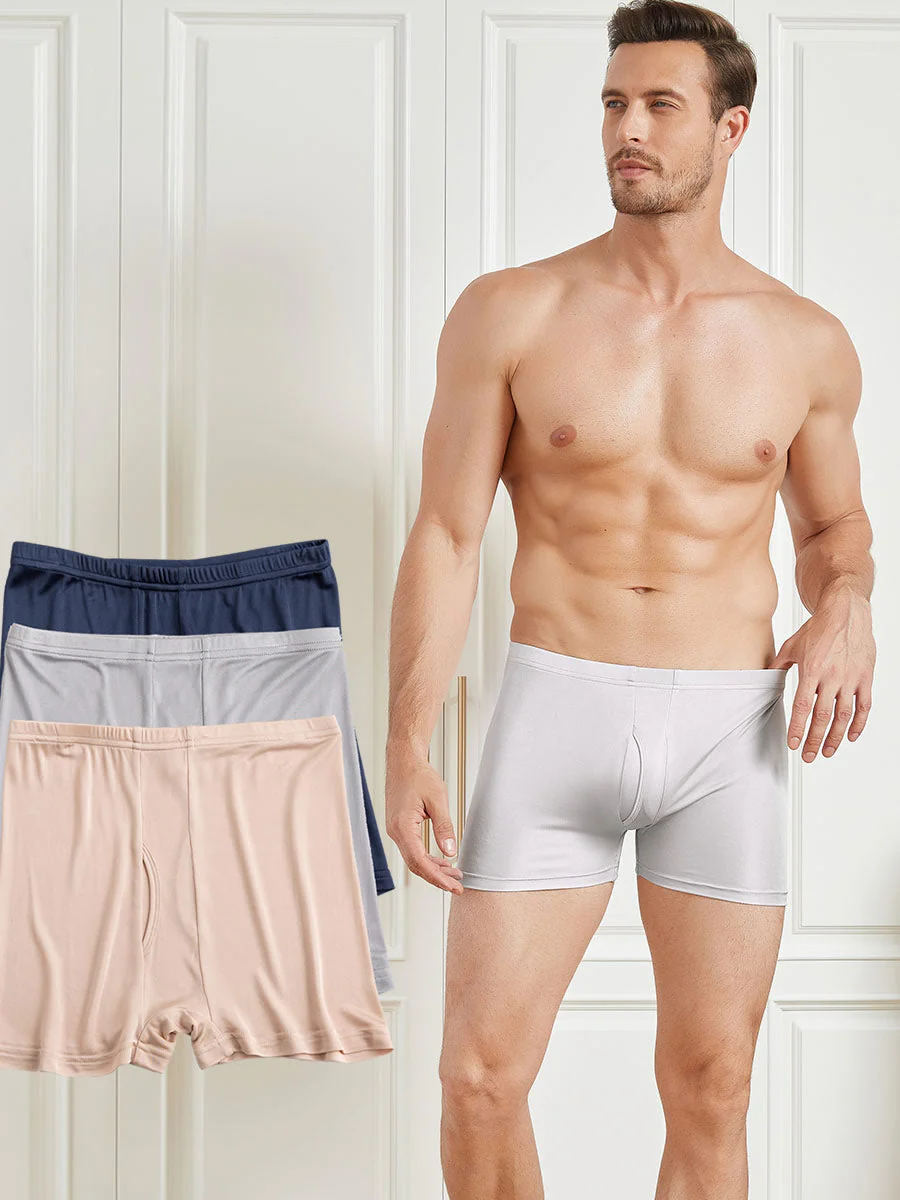 3 Boxers Homme en Soie Pure avec Devant Ouvert - Image 19