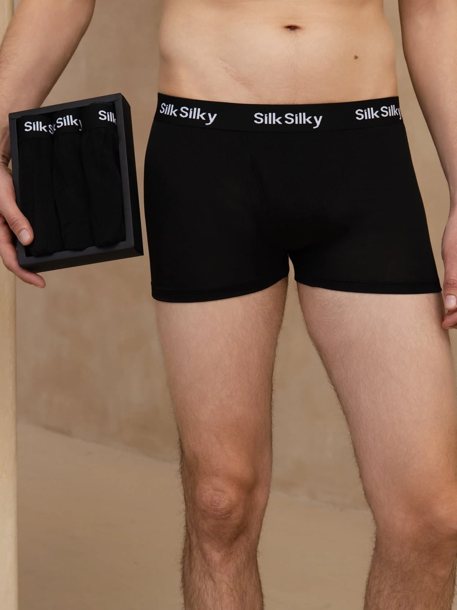 3 Pièces Soie Pure Hommes Confort Respirant Boxer Brief Sous Vêtement - Image 6