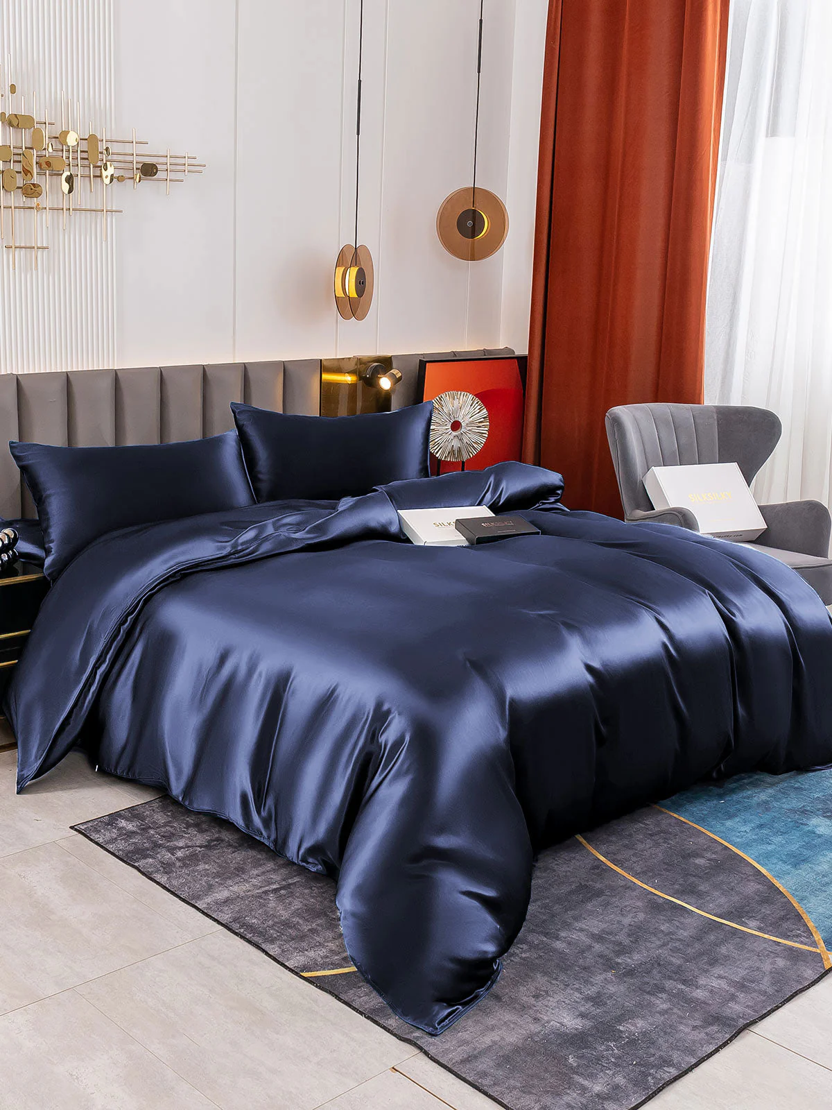 19Momme 4pcs Housse de couette+Taie d‘oreiller + Drap Housse - Image 10