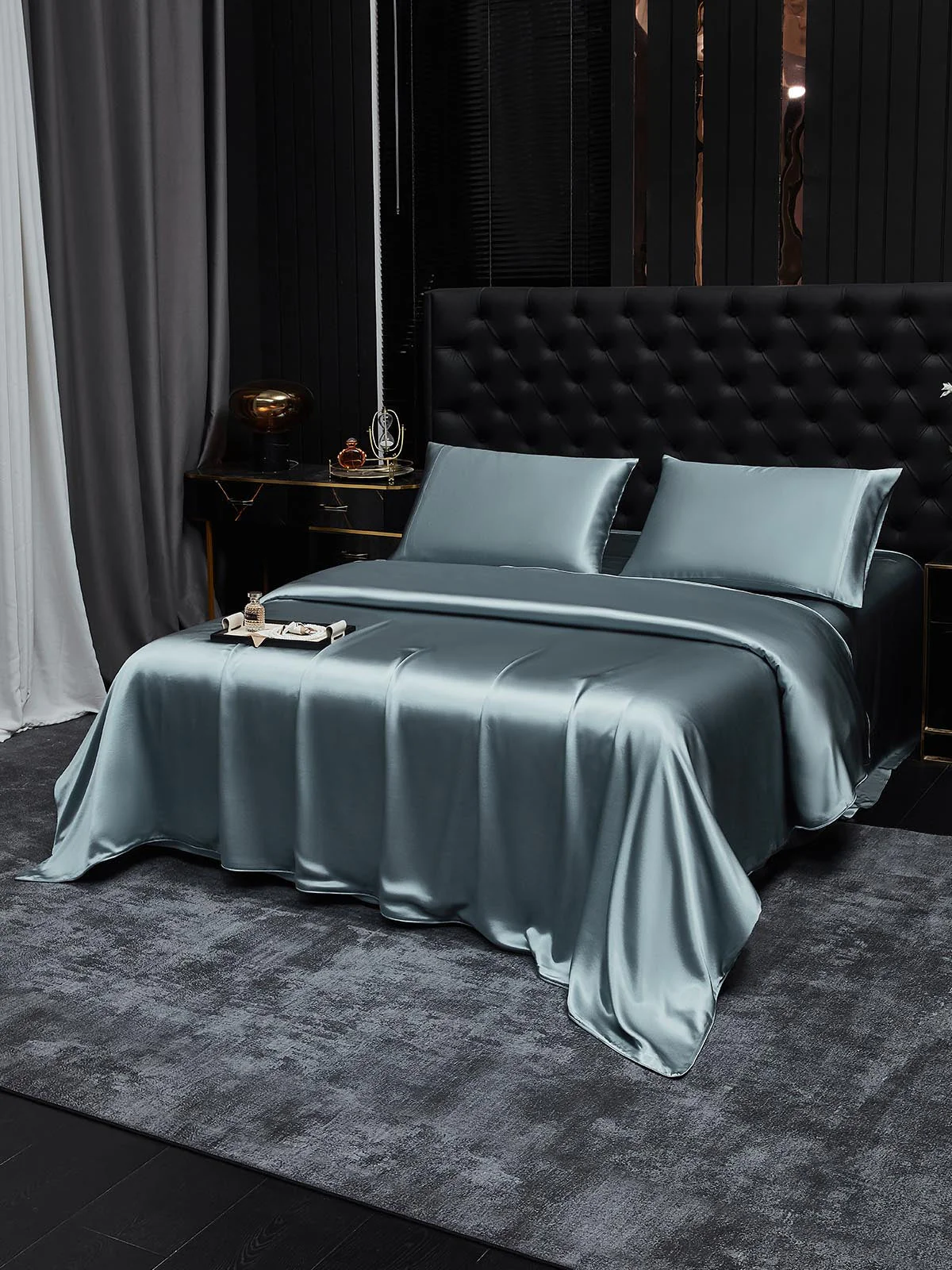 19Momme 4pcs Housse de couette+Taie d‘oreiller + Drap Housse - Image 101