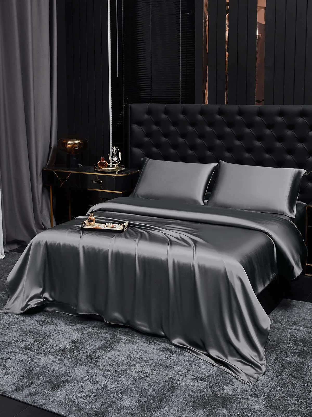 19Momme 4pcs Housse de couette+Taie d‘oreiller + Drap Housse - Image 107