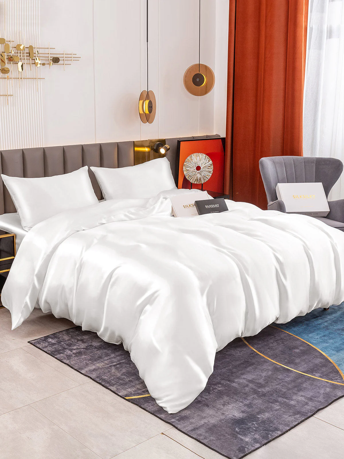 19Momme 4pcs Housse de couette+Taie d‘oreiller + Drap Housse - Image 16