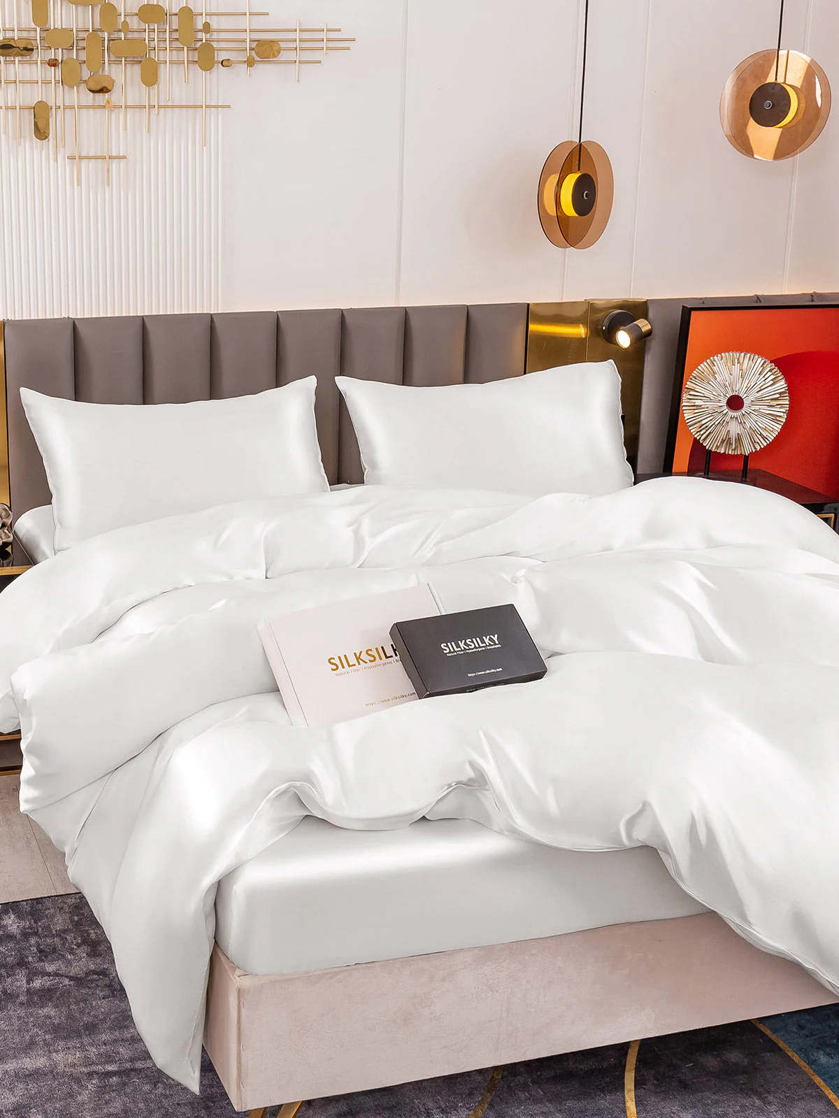 19Momme 4pcs Housse de couette+Taie d‘oreiller + Drap Housse - Image 19