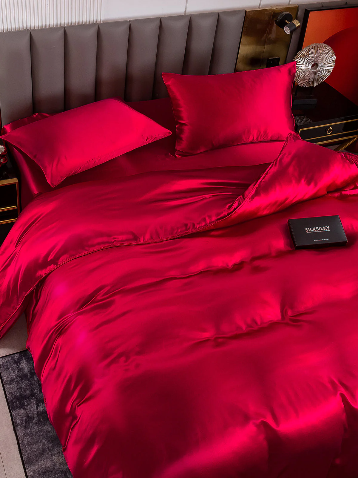 19Momme 4pcs Housse de couette+Taie d‘oreiller + Drap Housse - Image 3