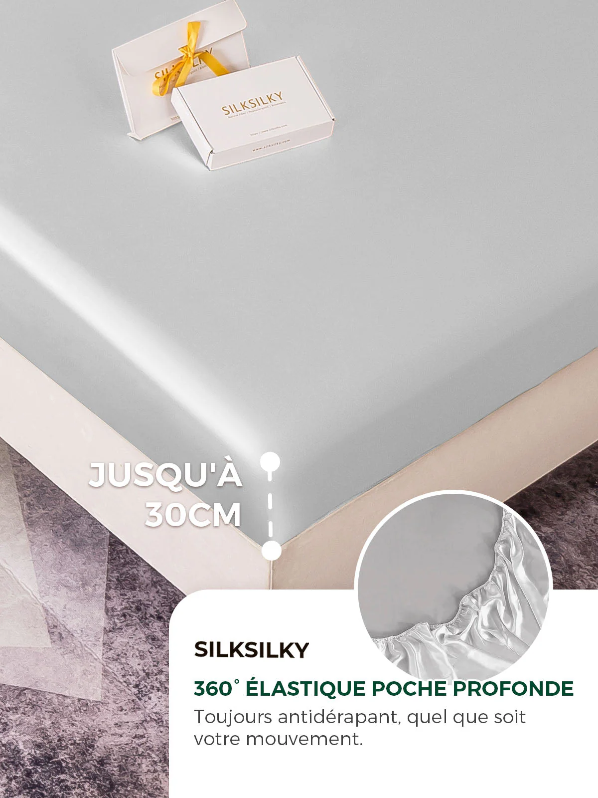 19Momme 4pcs Housse de couette+Taie d‘oreiller + Drap Housse - Image 30
