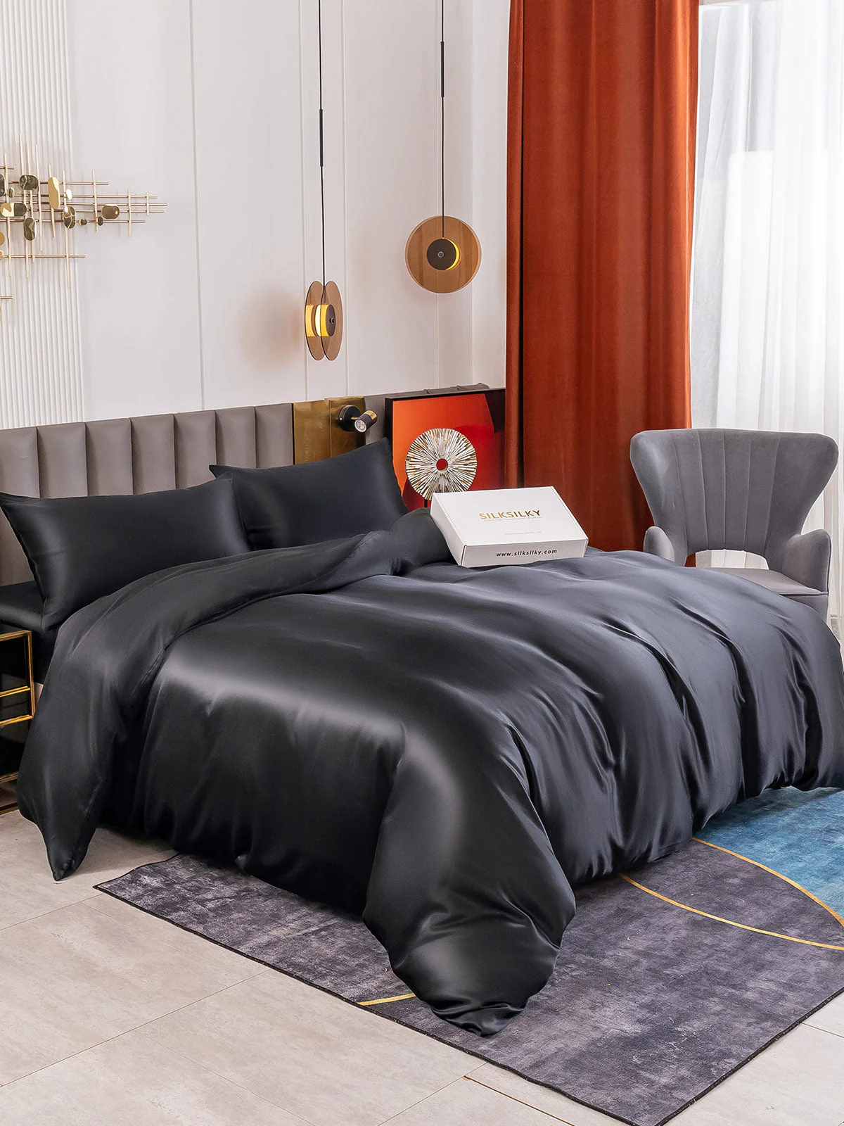 19Momme 4pcs Housse de couette+Taie d‘oreiller + Drap Housse - Image 33