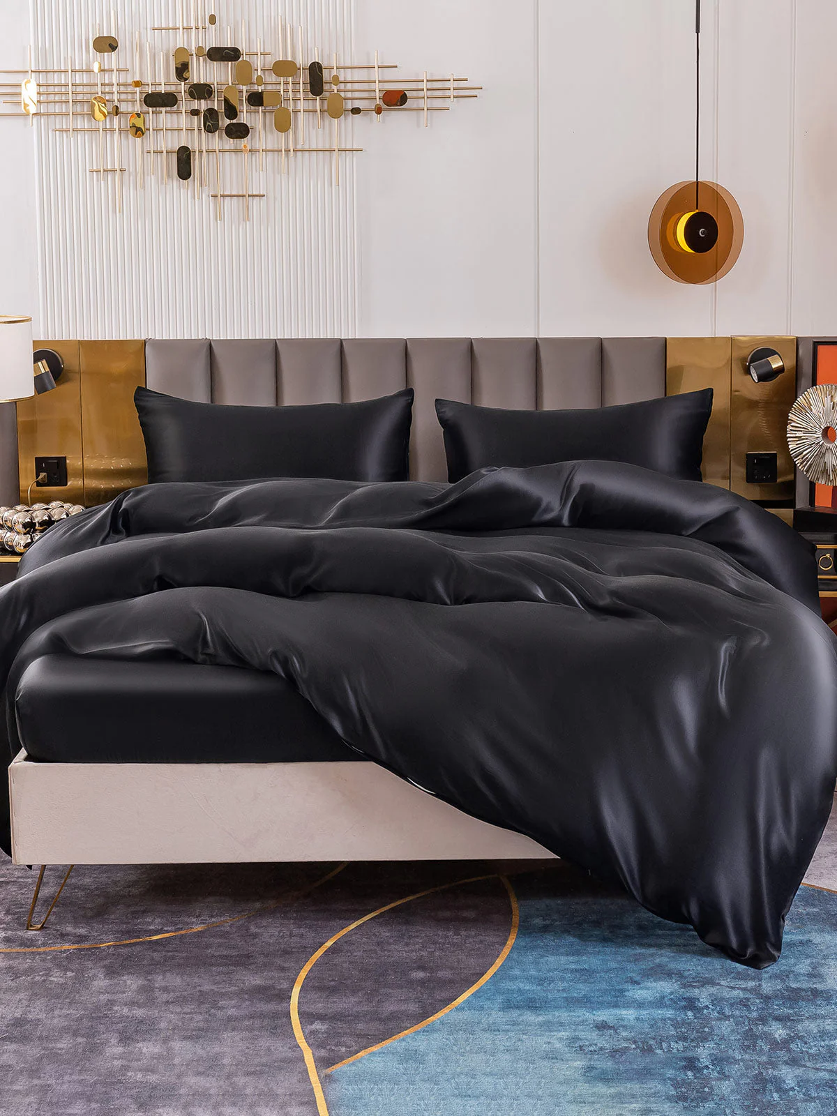 19Momme 4pcs Housse de couette+Taie d‘oreiller + Drap Housse - Image 37
