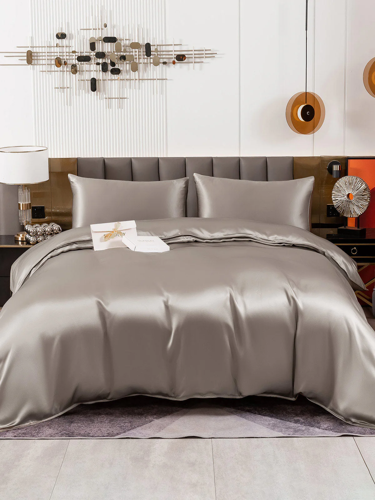 19Momme 4pcs Housse de couette+Taie d‘oreiller + Drap Housse - Image 40