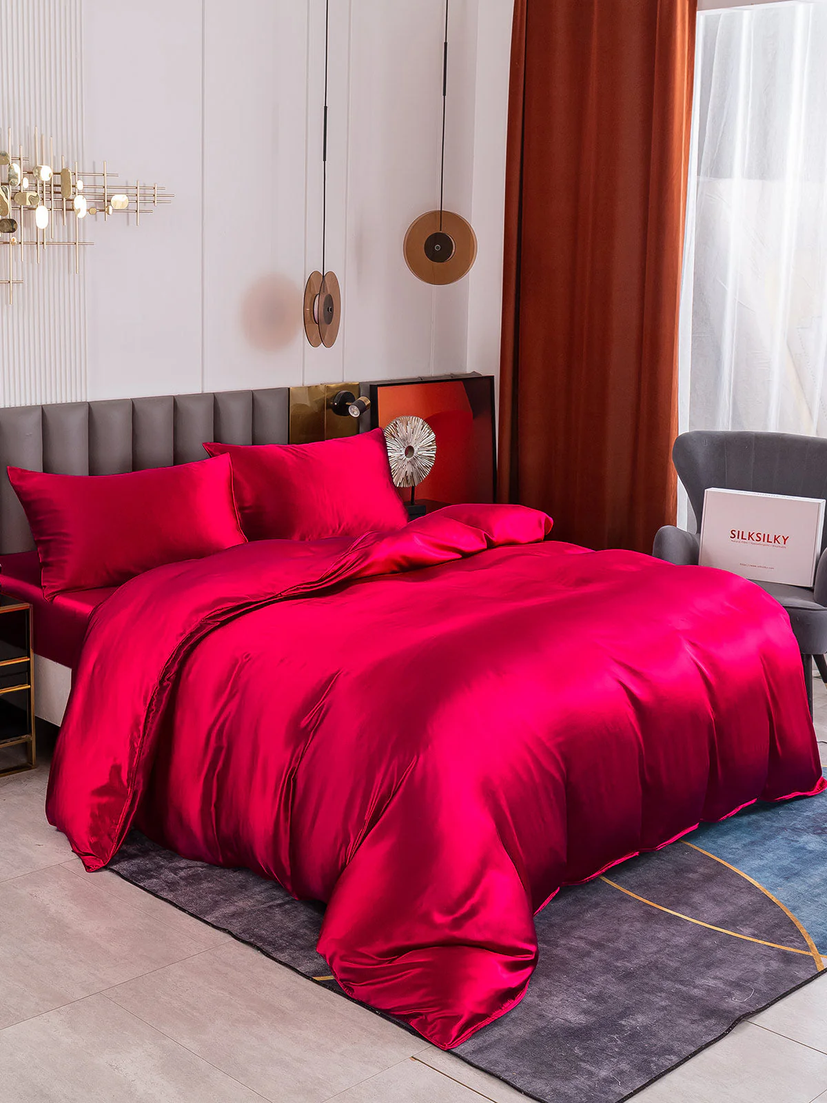 19Momme 4pcs Housse de couette+Taie d‘oreiller + Drap Housse - Image 5