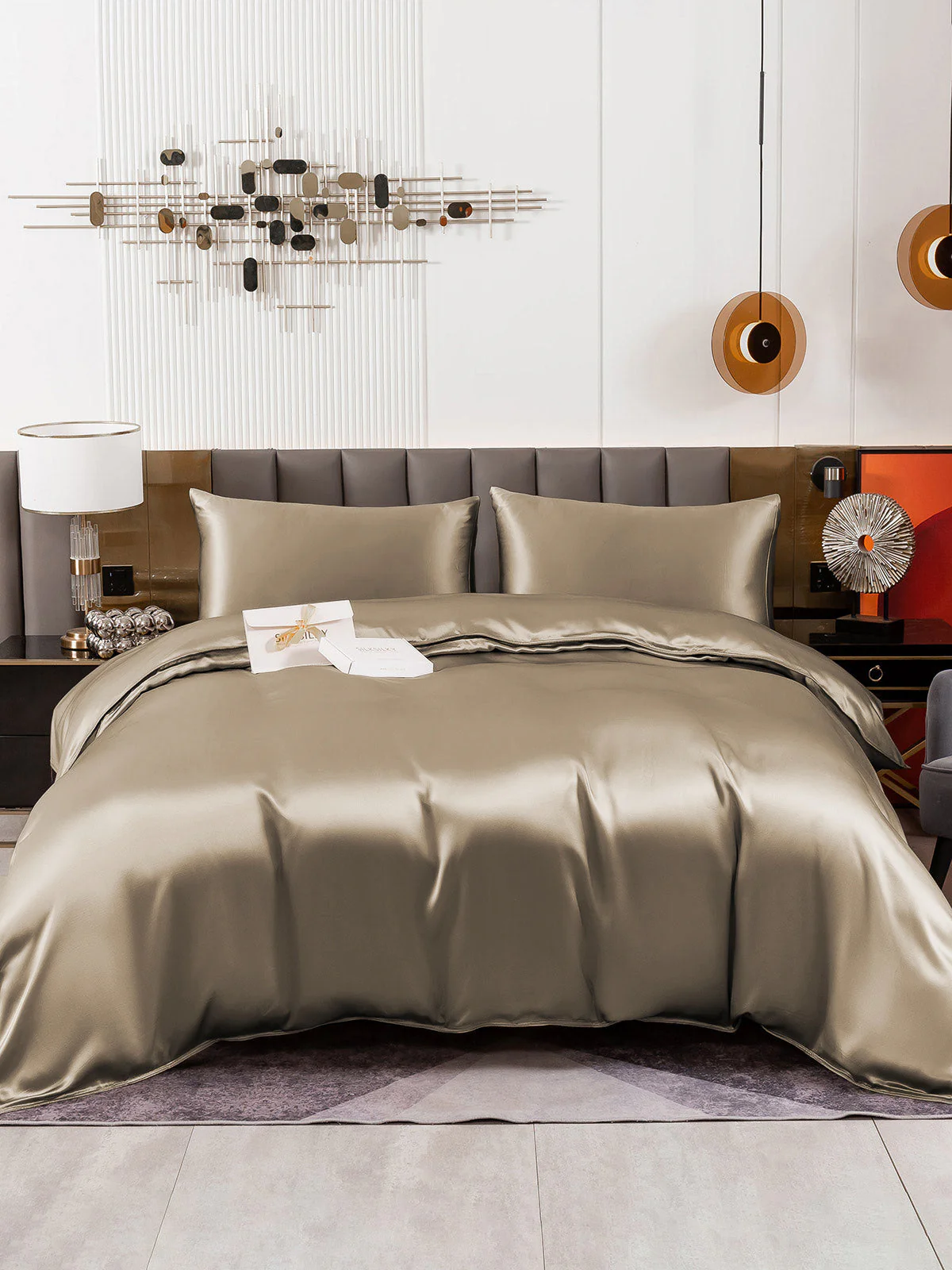 19Momme 4pcs Housse de couette+Taie d‘oreiller + Drap Housse - Image 60