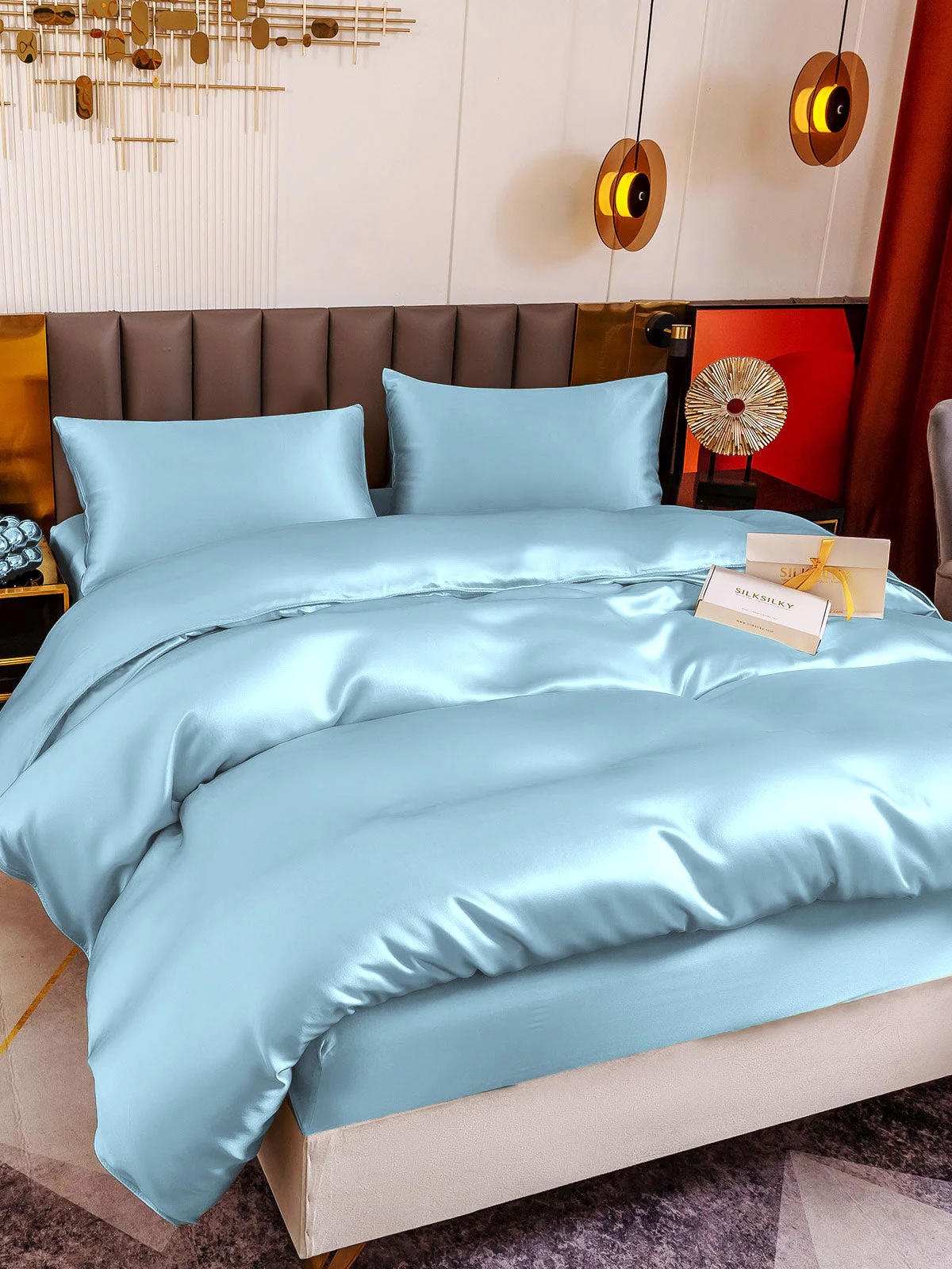 19Momme 4pcs Housse de couette+Taie d‘oreiller + Drap Housse - Image 80
