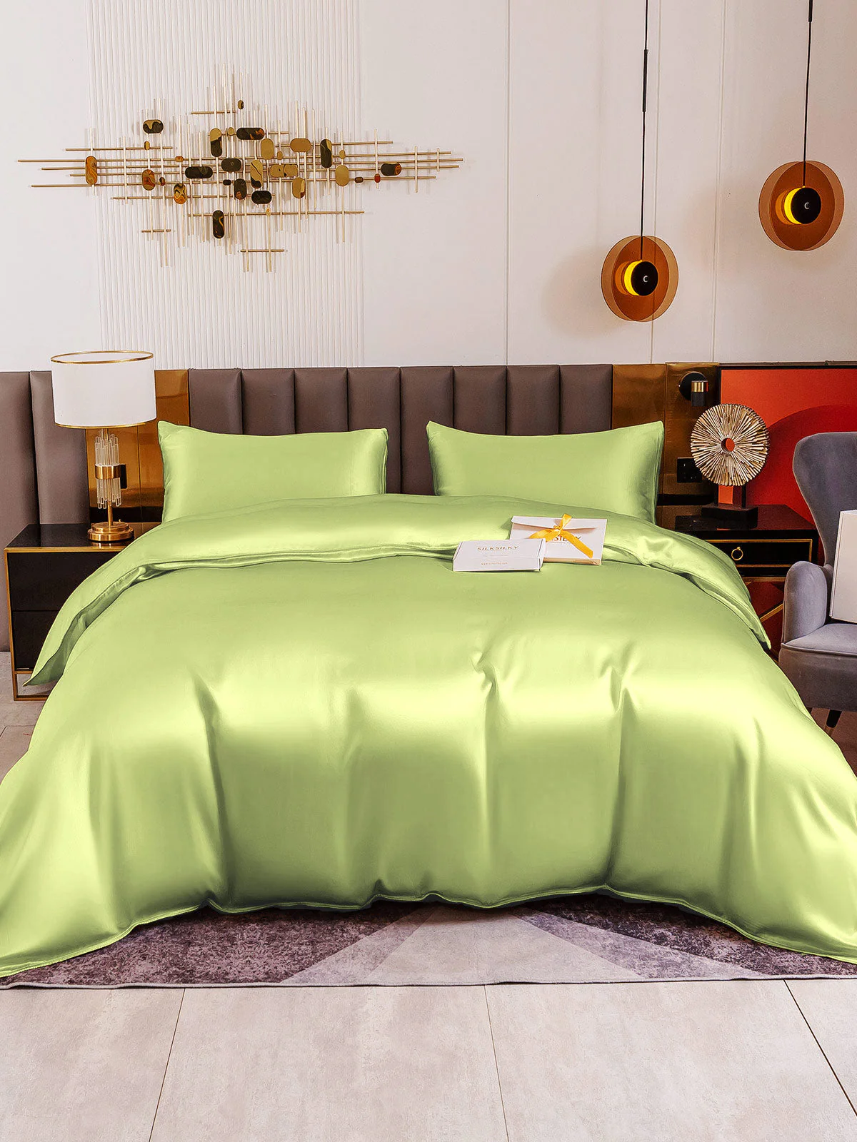 19Momme 4pcs Housse de couette+Taie d‘oreiller + Drap Housse - Image 93