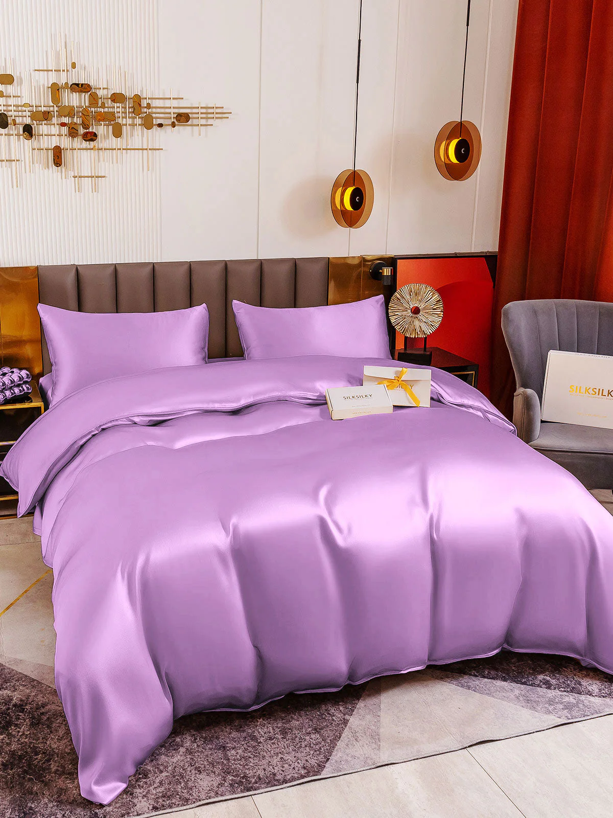 19Momme 4pcs Housse de couette+Taie d‘oreiller + Drap Housse - Image 99