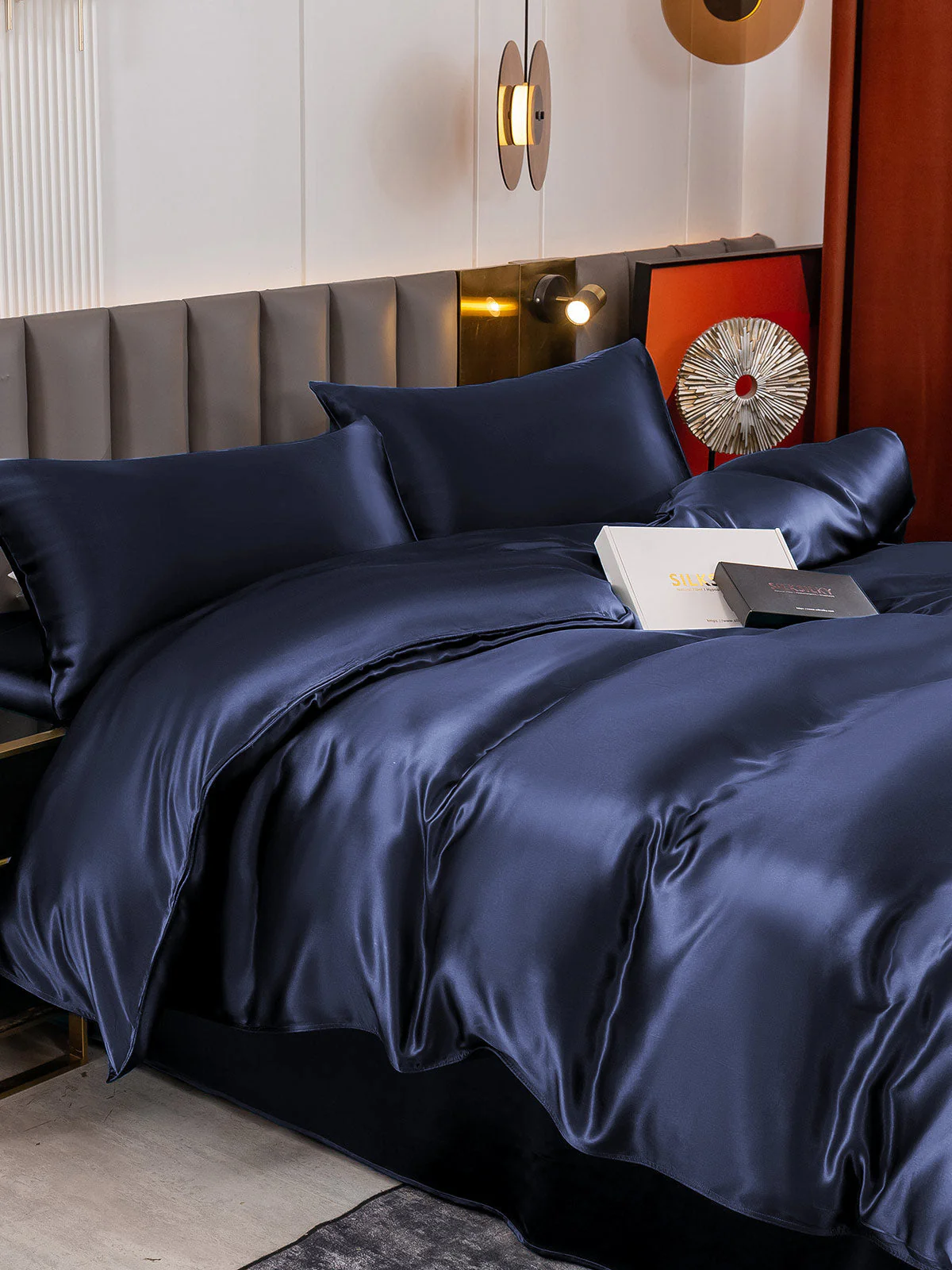 19Momme 4Pcs Housse de couette+Taie d‘oreiller + Draps Plat - Image 10