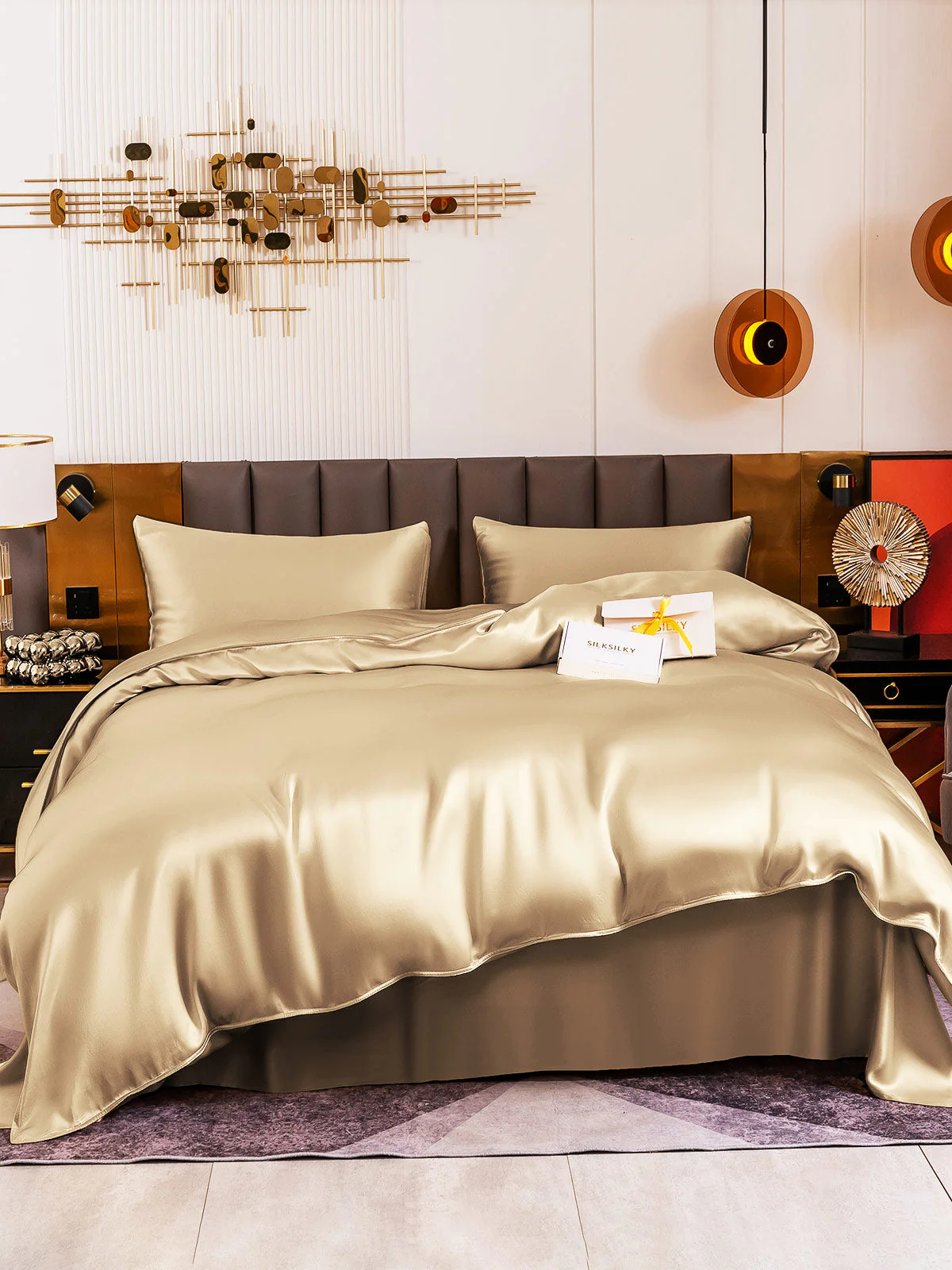 19Momme 4Pcs Housse de couette+Taie d‘oreiller + Draps Plat - Image 13
