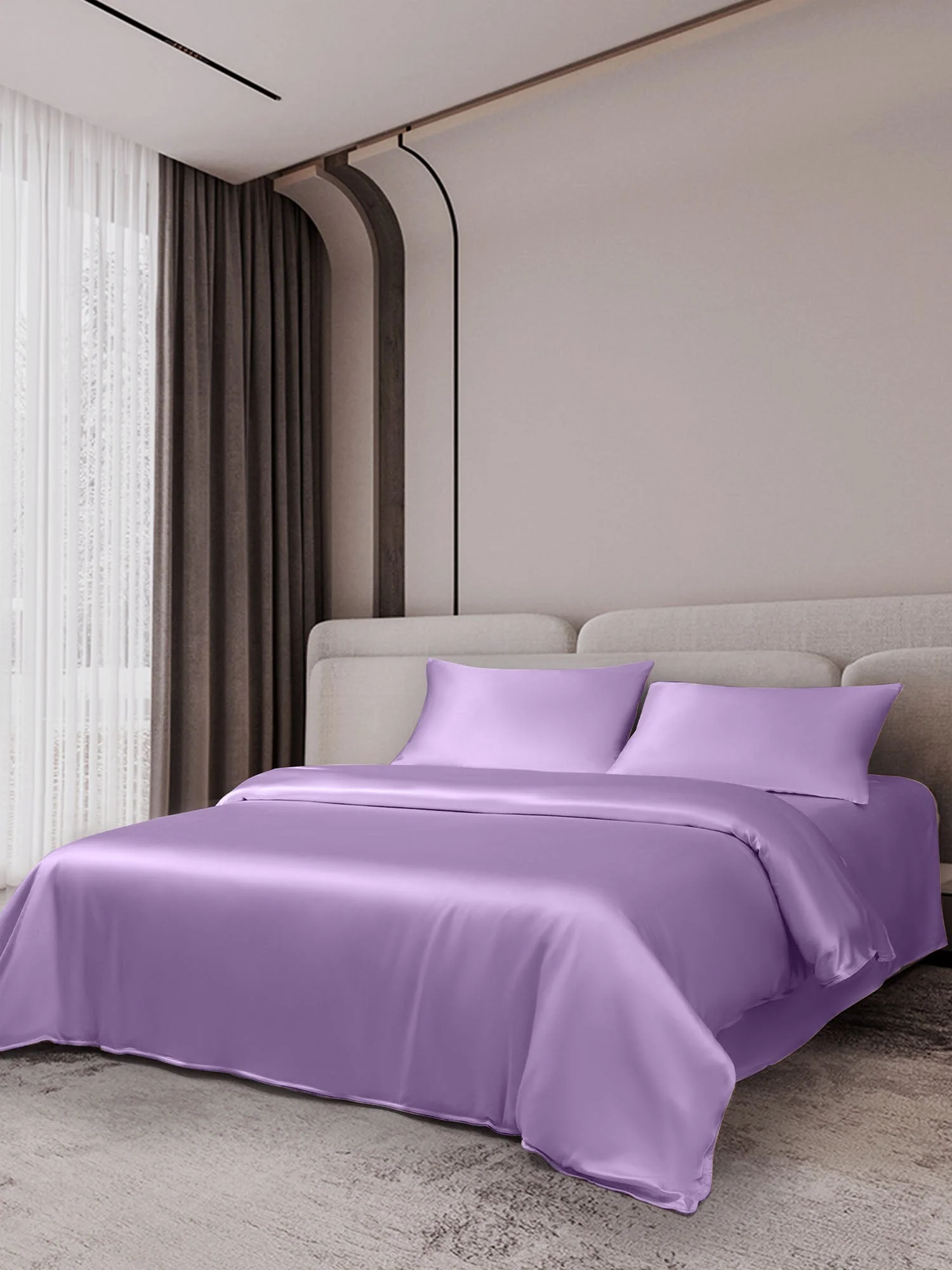 19Momme 4Pcs Housse de couette+Taie d‘oreiller + Draps Plat - Image 18