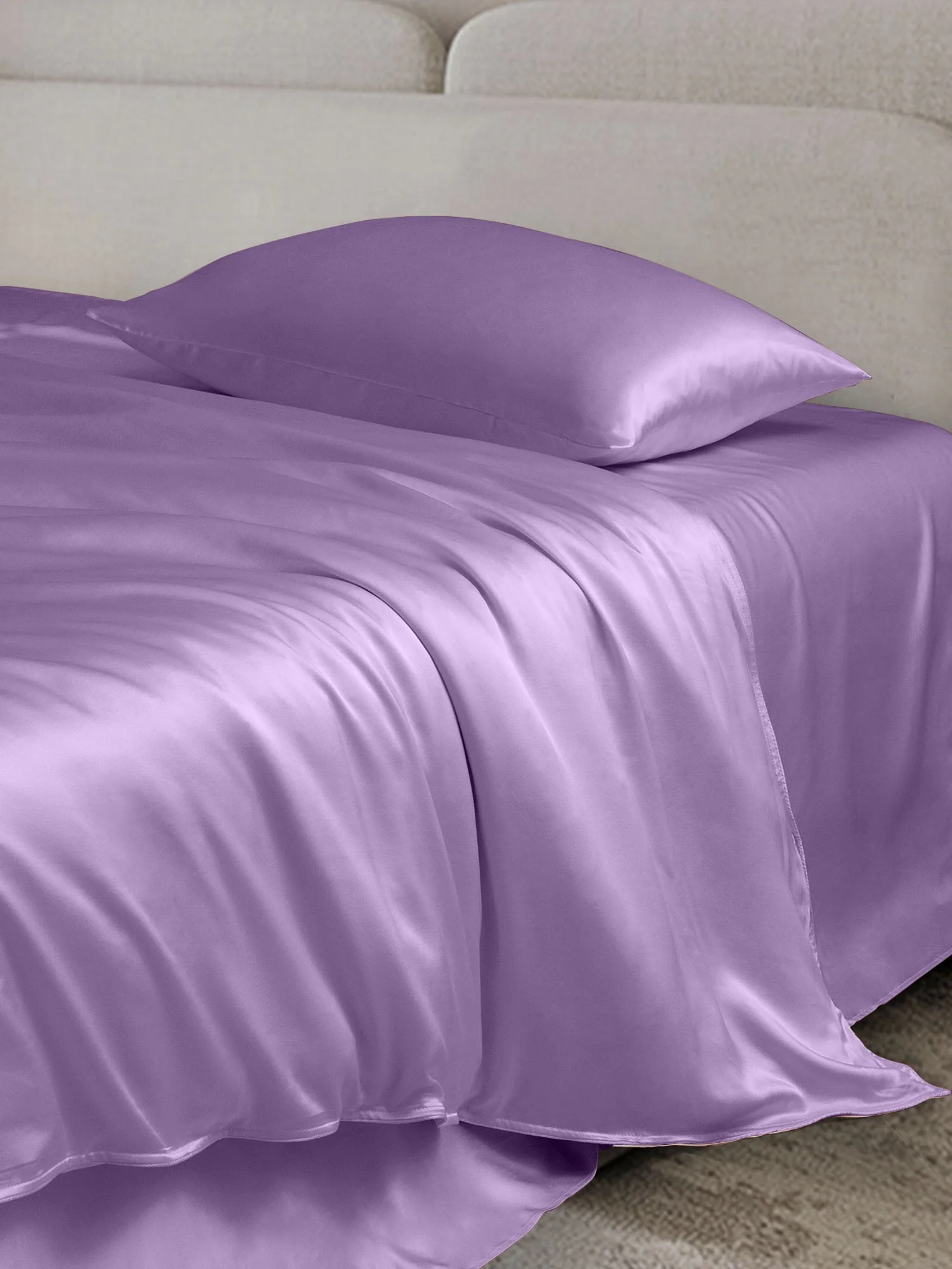 19Momme 4Pcs Housse de couette+Taie d‘oreiller + Draps Plat - Image 19