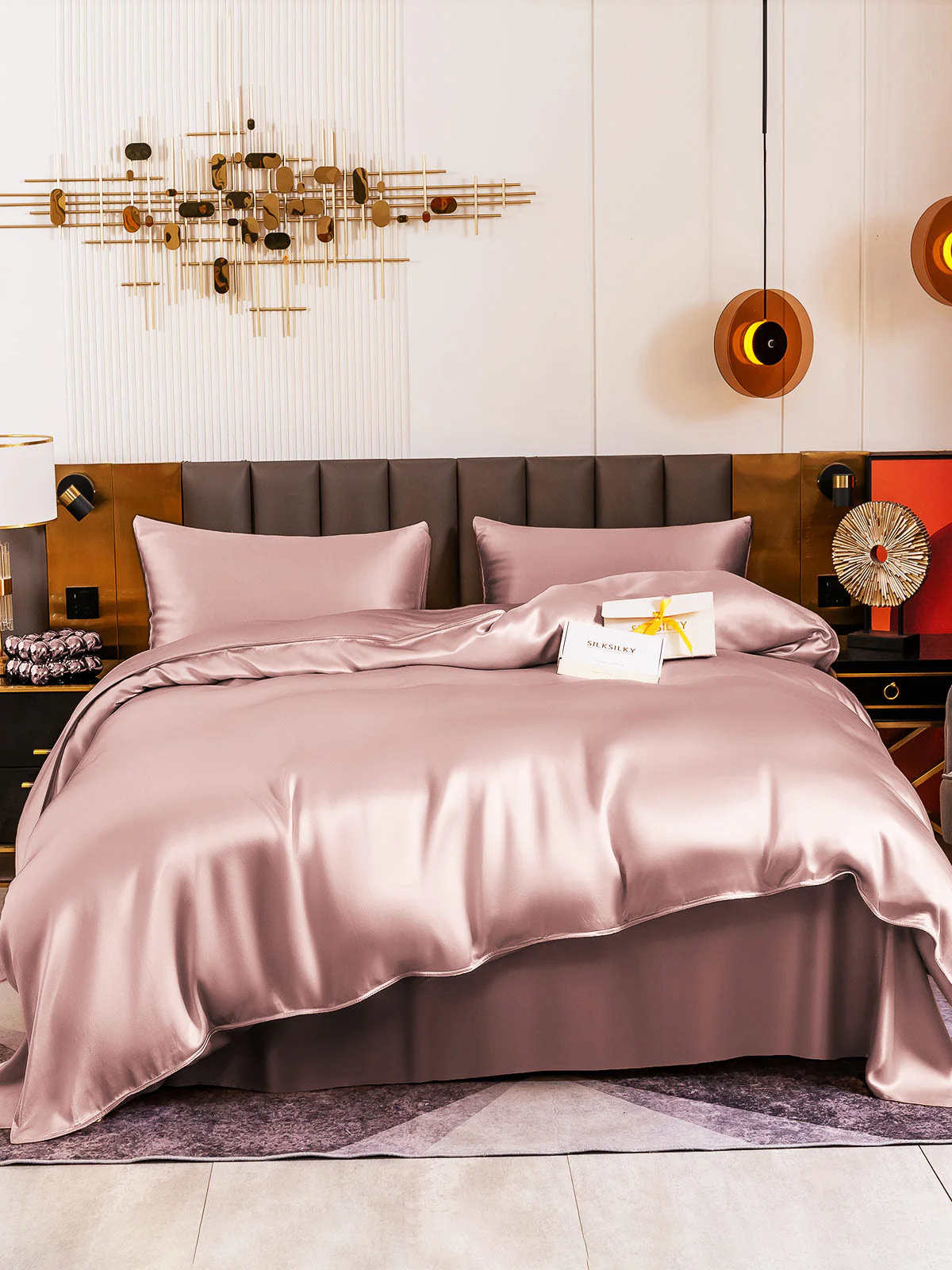 19Momme 4Pcs Housse de couette+Taie d‘oreiller + Draps Plat - Image 24