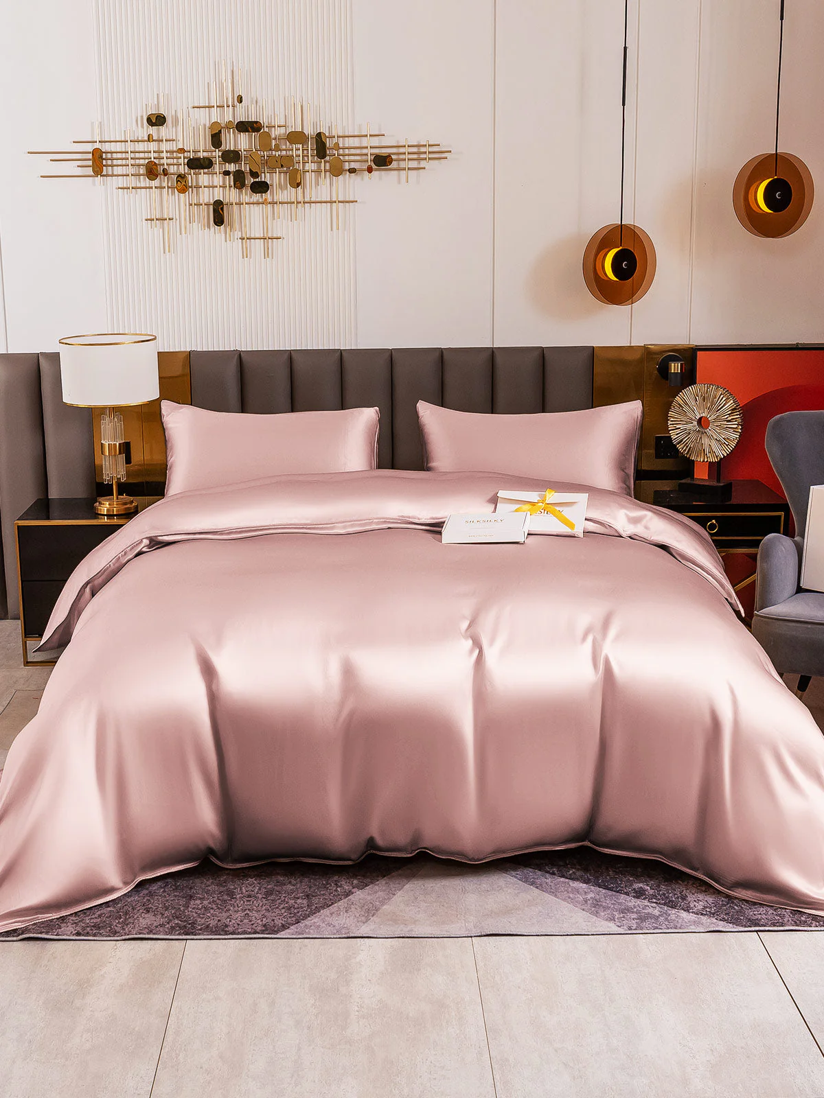 19Momme 4Pcs Housse de couette+Taie d‘oreiller + Draps Plat - Image 27