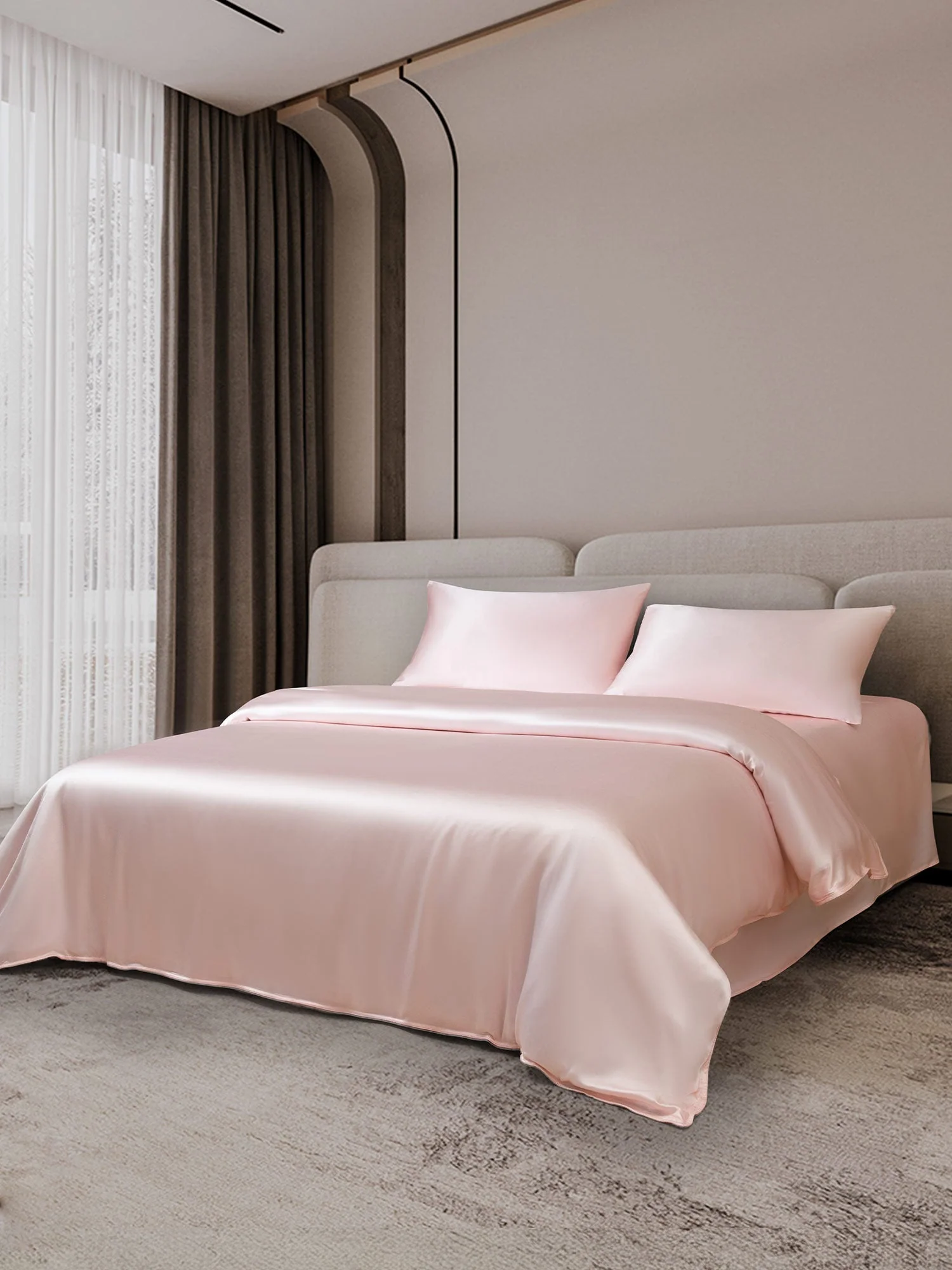 19Momme 4Pcs Housse de couette+Taie d‘oreiller + Draps Plat - Image 29