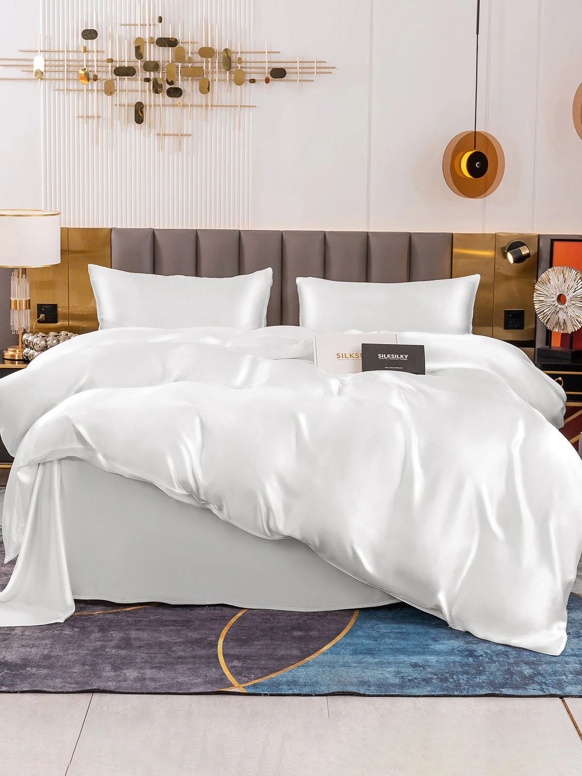 19Momme 4Pcs Housse de couette+Taie d‘oreiller + Draps Plat - Image 35
