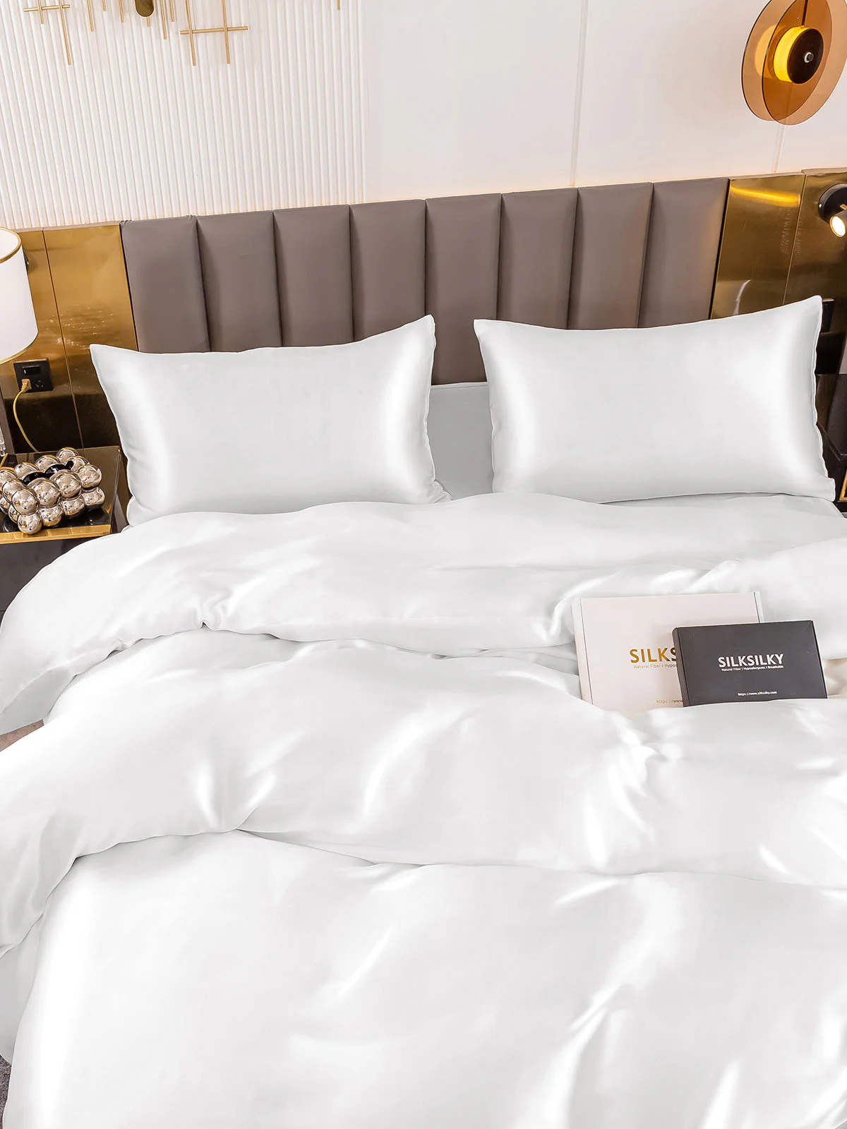 19Momme 4Pcs Housse de couette+Taie d‘oreiller + Draps Plat - Image 37