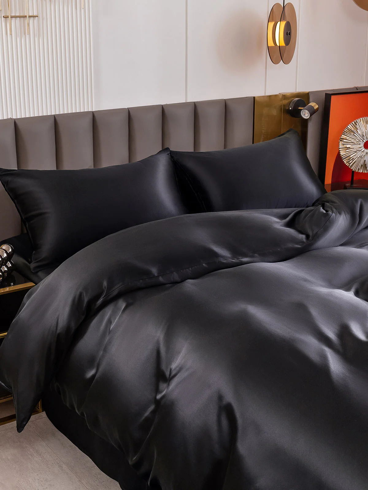 19Momme 4Pcs Housse de couette+Taie d‘oreiller + Draps Plat - Image 41