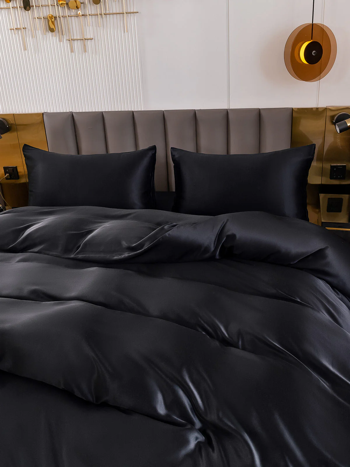 19Momme 4Pcs Housse de couette+Taie d‘oreiller + Draps Plat - Image 43