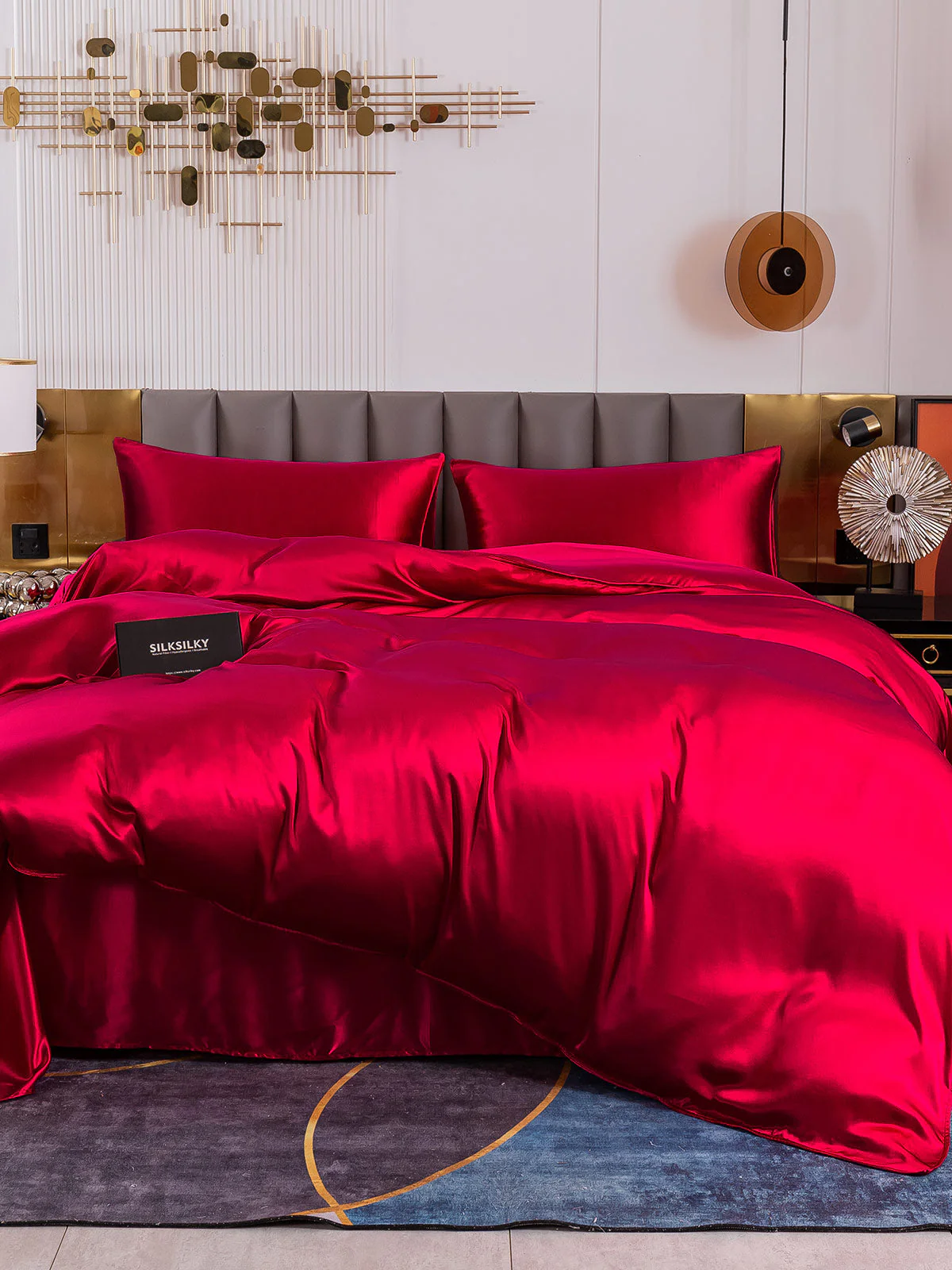 19Momme 4Pcs Housse de couette+Taie d‘oreiller + Draps Plat - Image 47