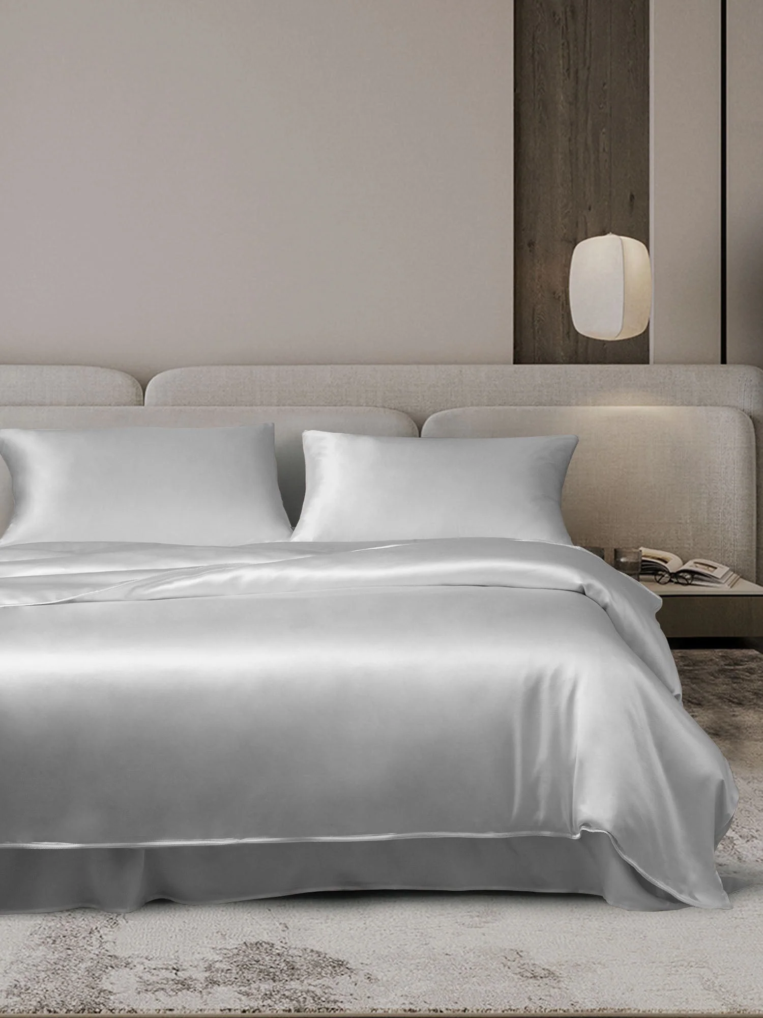 19Momme 4Pcs Housse de couette+Taie d‘oreiller + Draps Plat - Image 50