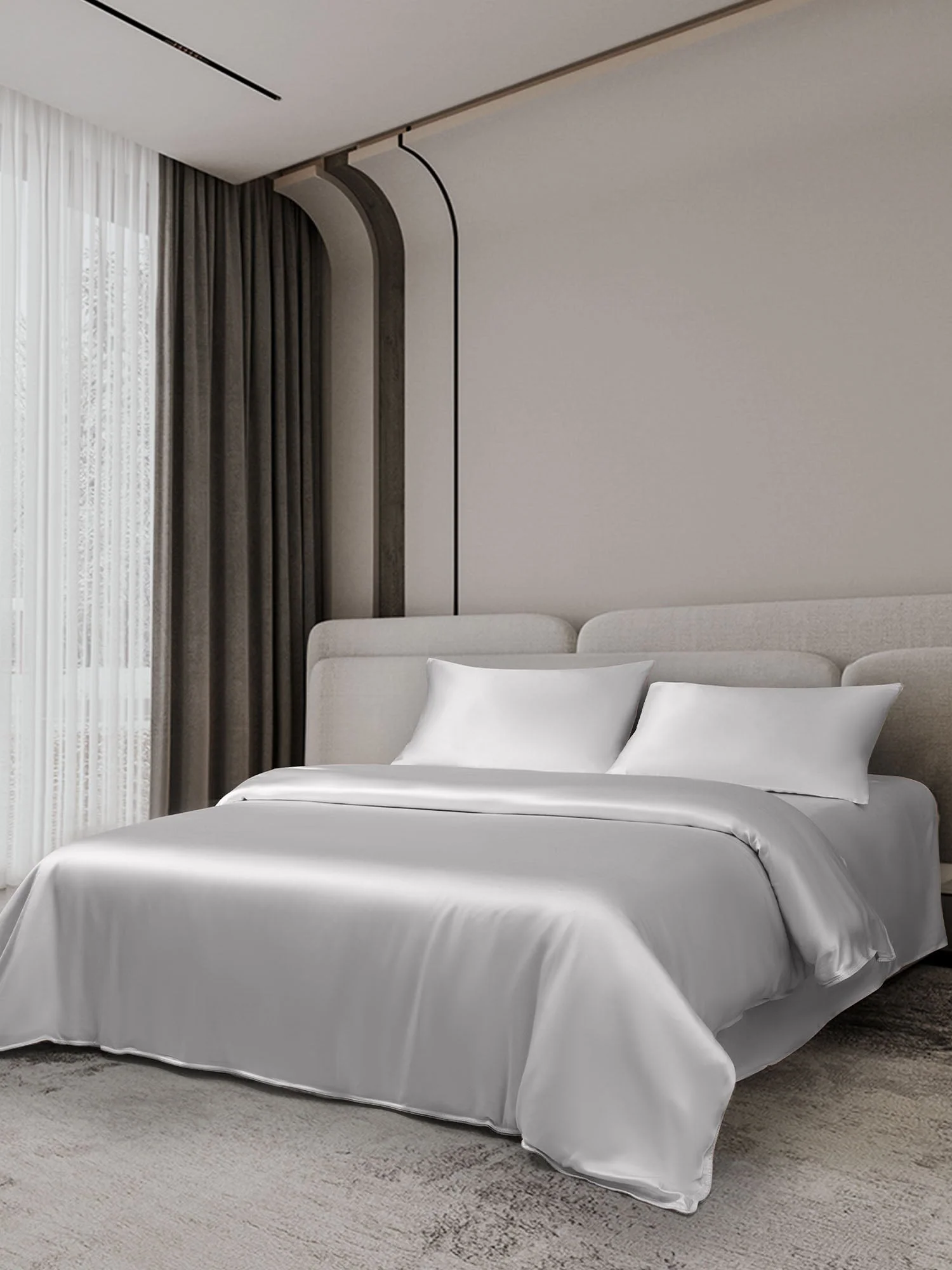 19Momme 4Pcs Housse de couette+Taie d‘oreiller + Draps Plat - Image 51